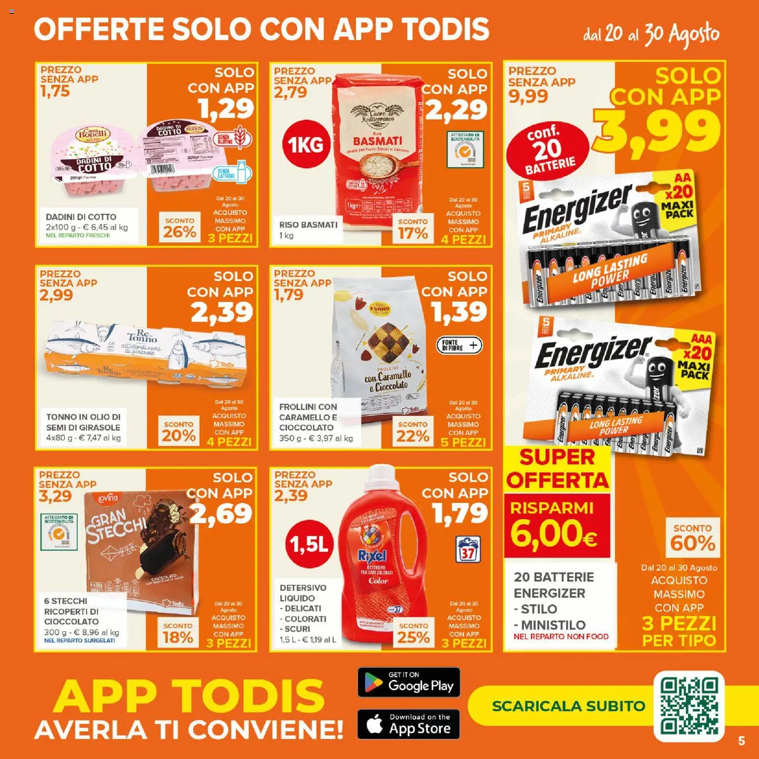 Volantino Todis del 20/08/2026 | Pagina: 5 | Prodotti: Cd, Forno, Semi di girasole, Batterie