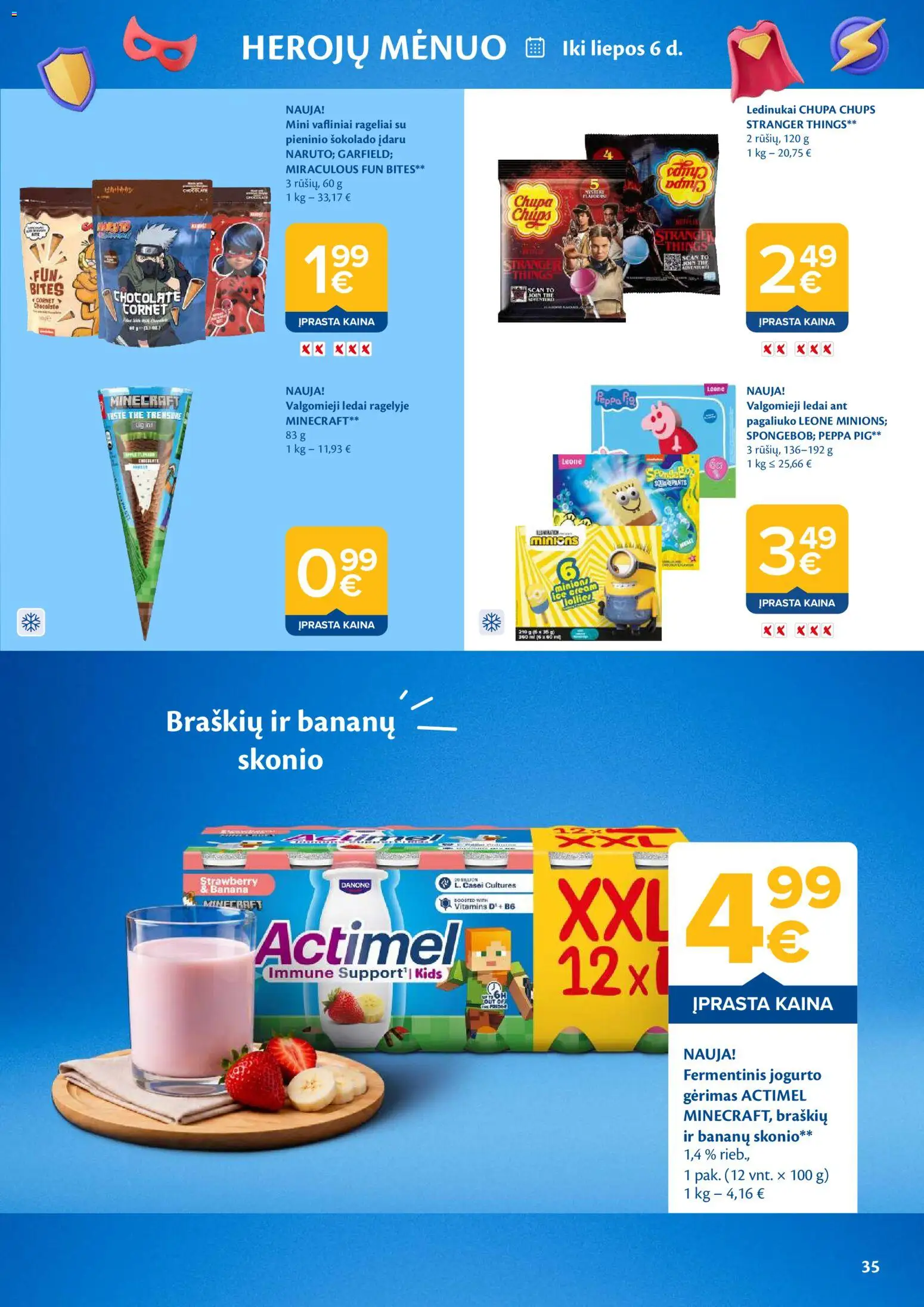 MAXIMA akcijos nuo 09.06.2026 | Puslapis: 35 | Prekių: Ledinukai, Ledai, Jogurto gėrimas, Valgomieji ledai
