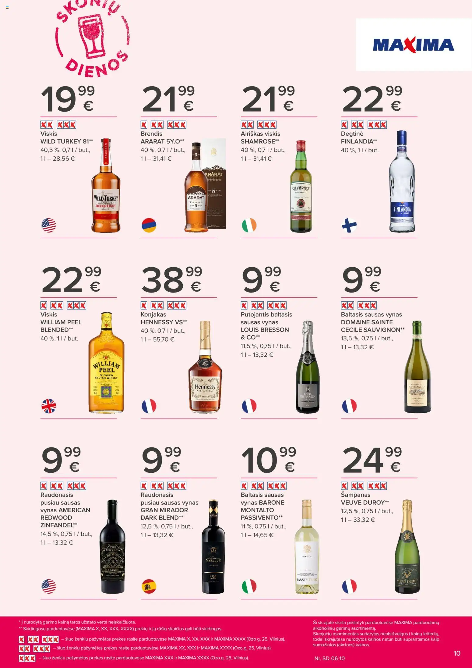 MAXIMA akcijos nuo 28.05.2026 | Puslapis: 10 | Prekių: Degtinė, Viskis, Vynas