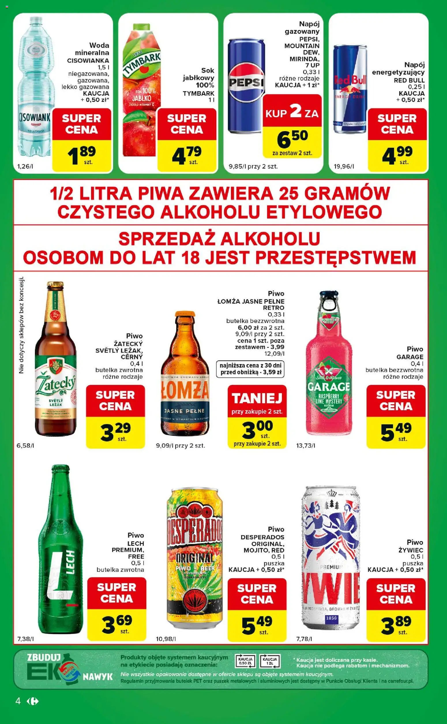 Carrefour gazetka - Express od 09.06.2026 | Strona: 4 | Produkty: Red bull, Leżak, Sok, Piwo