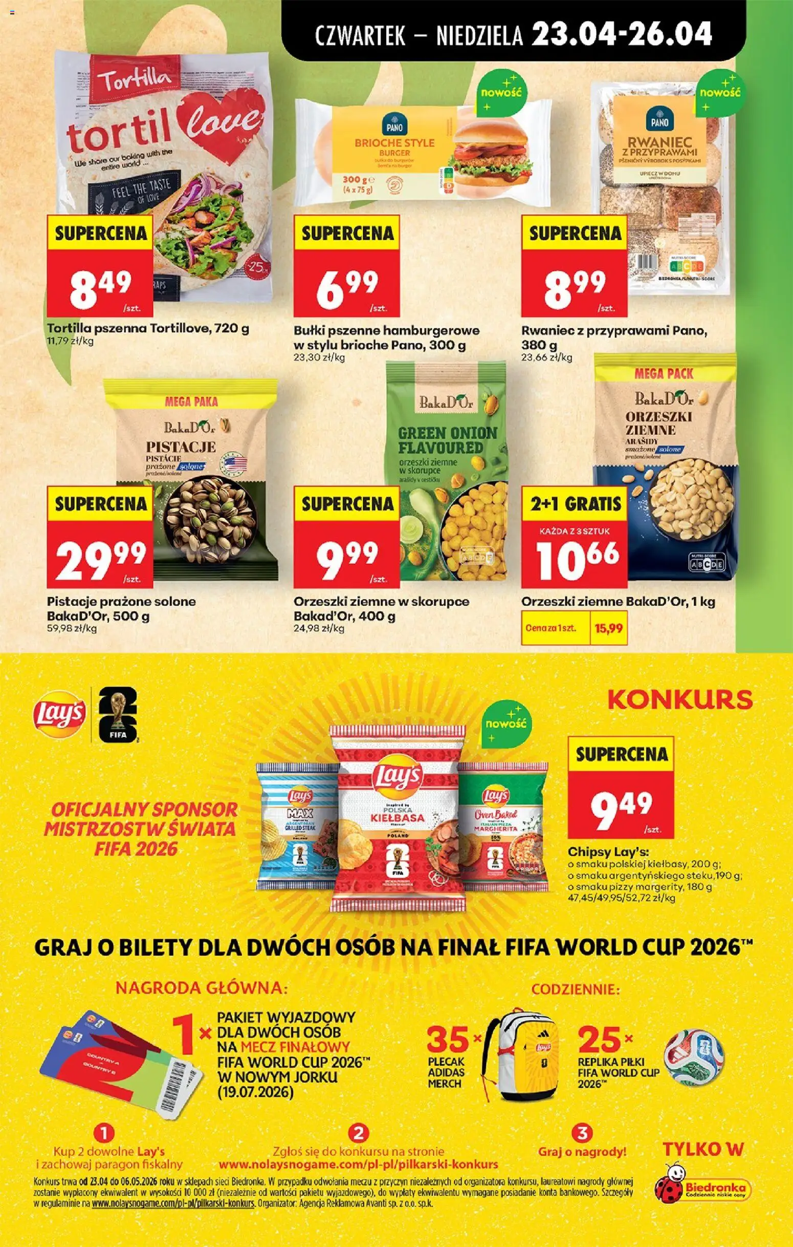 Biedronka gazetka od czwartku od 23.04.2026 | Strona: 53 | Produkty: Kiełbasa, Chipsy, Tortilla, Orzeszki ziemne