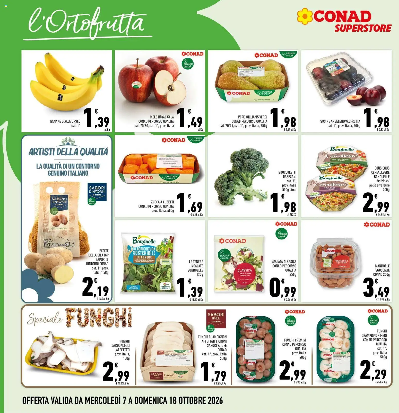 Volantino Conad del 07/10/2026 | Pagina: 6 | Prodotti: Pere, Patate, Verdure, Broccoletti