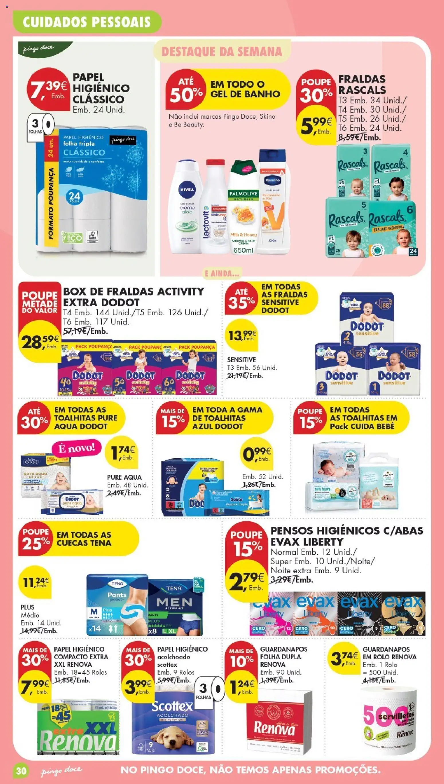 Pingo Doce Poupe Esta Semana Lojas Grandes │ válido de 29/09/2026 | Página: 30 | Produtos: Fraldas, Gel de banho, Mel, Cuecas