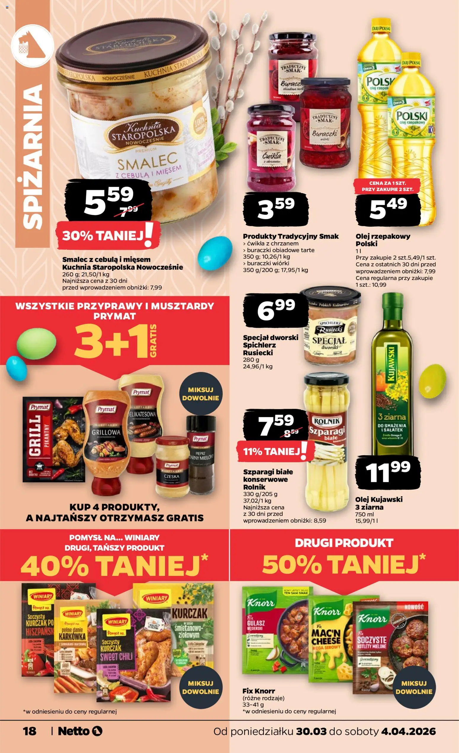 Netto gazetka od poniedziałku spożywcza od 30.03.2026 | Strona: 18 | Produkty: Chili, Karkówka, Olej kujawski, Gulasz
