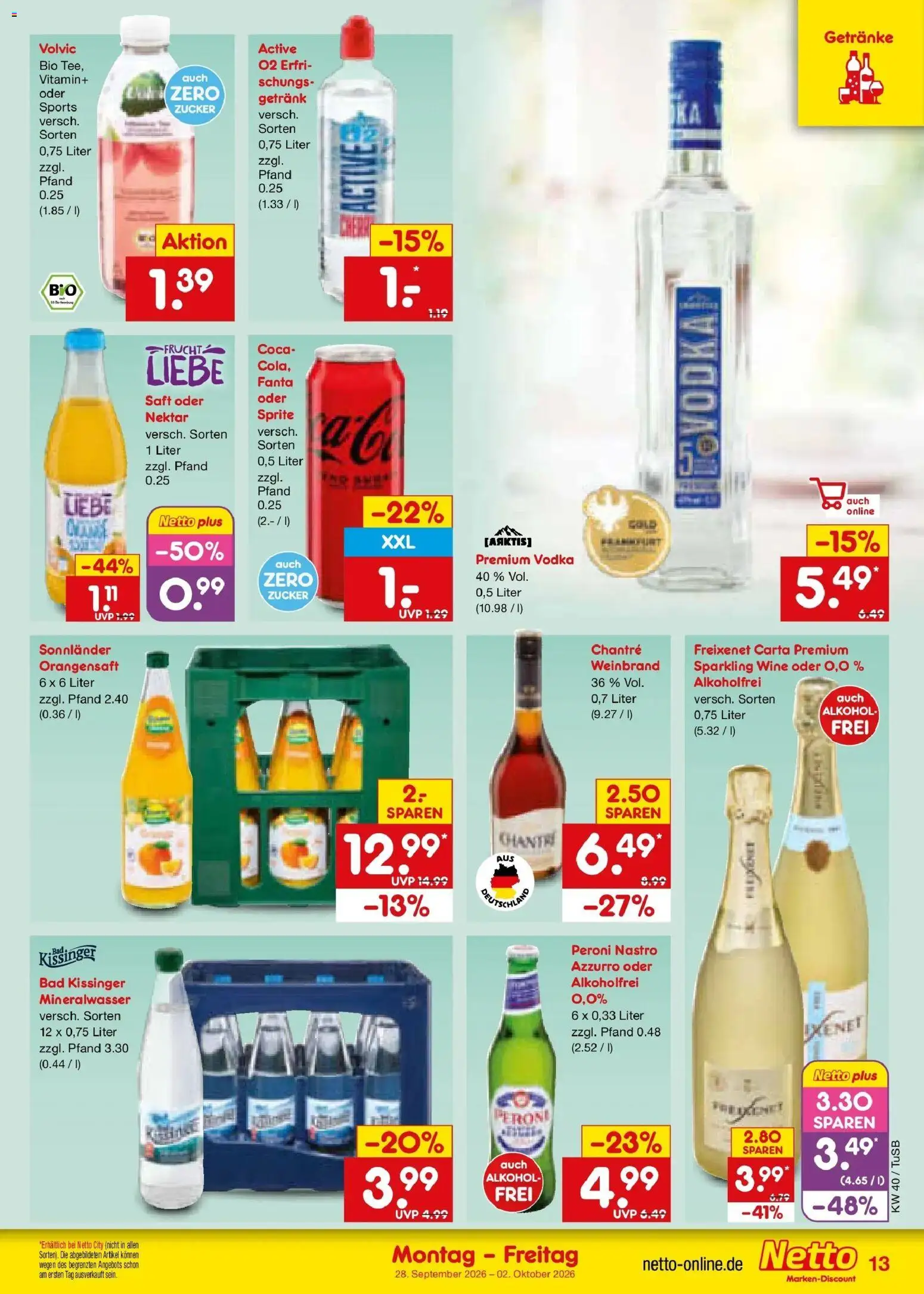 Netto Marken-Discount Prospekt Sindelfingen – gültig ab 28.09.2026 | Seite: 19 | Produkte: Freixenet, Orangensaft, Mineralwasser, Volvic