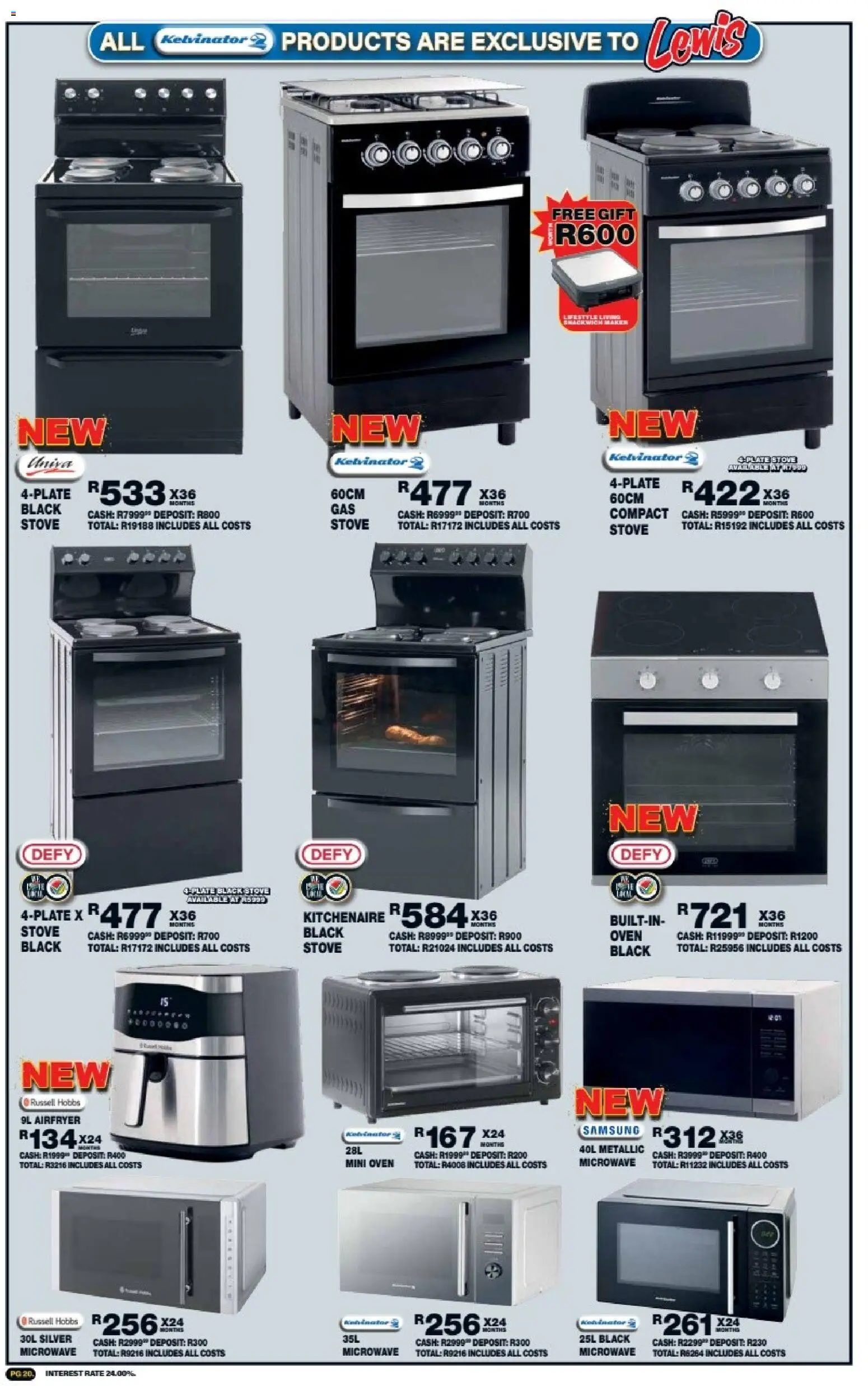 New Lewis Stores catalogue – valid from 05/10/2026 | Page: 20 | Products: Oven, Stove, Microwave