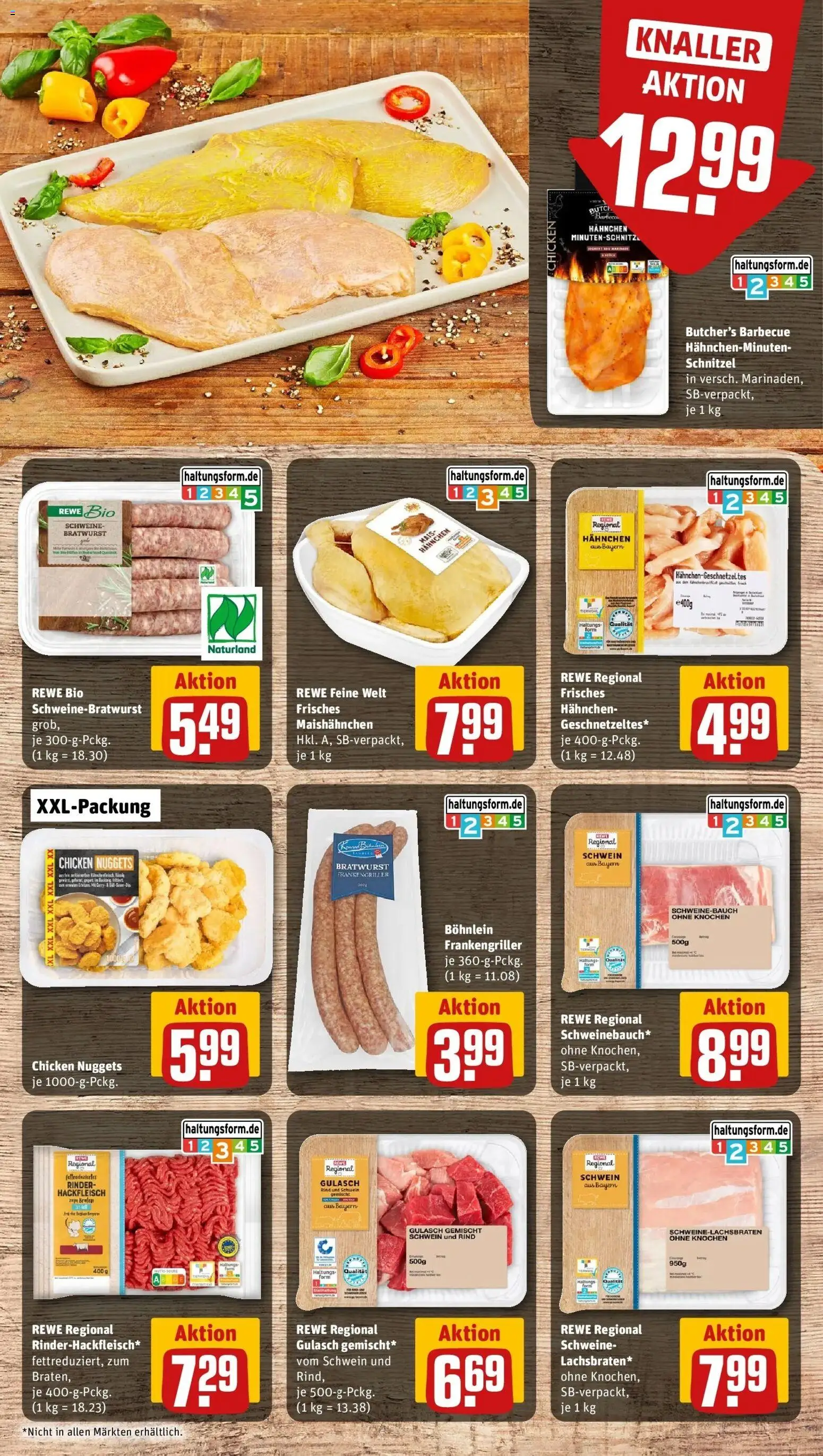 REWE Prospekt ab 10.08.2026 zum Blättern » Angebote | Seite: 6 | Produkte: Hahnchen, Bratwurst, Schnitzel, Gulasch