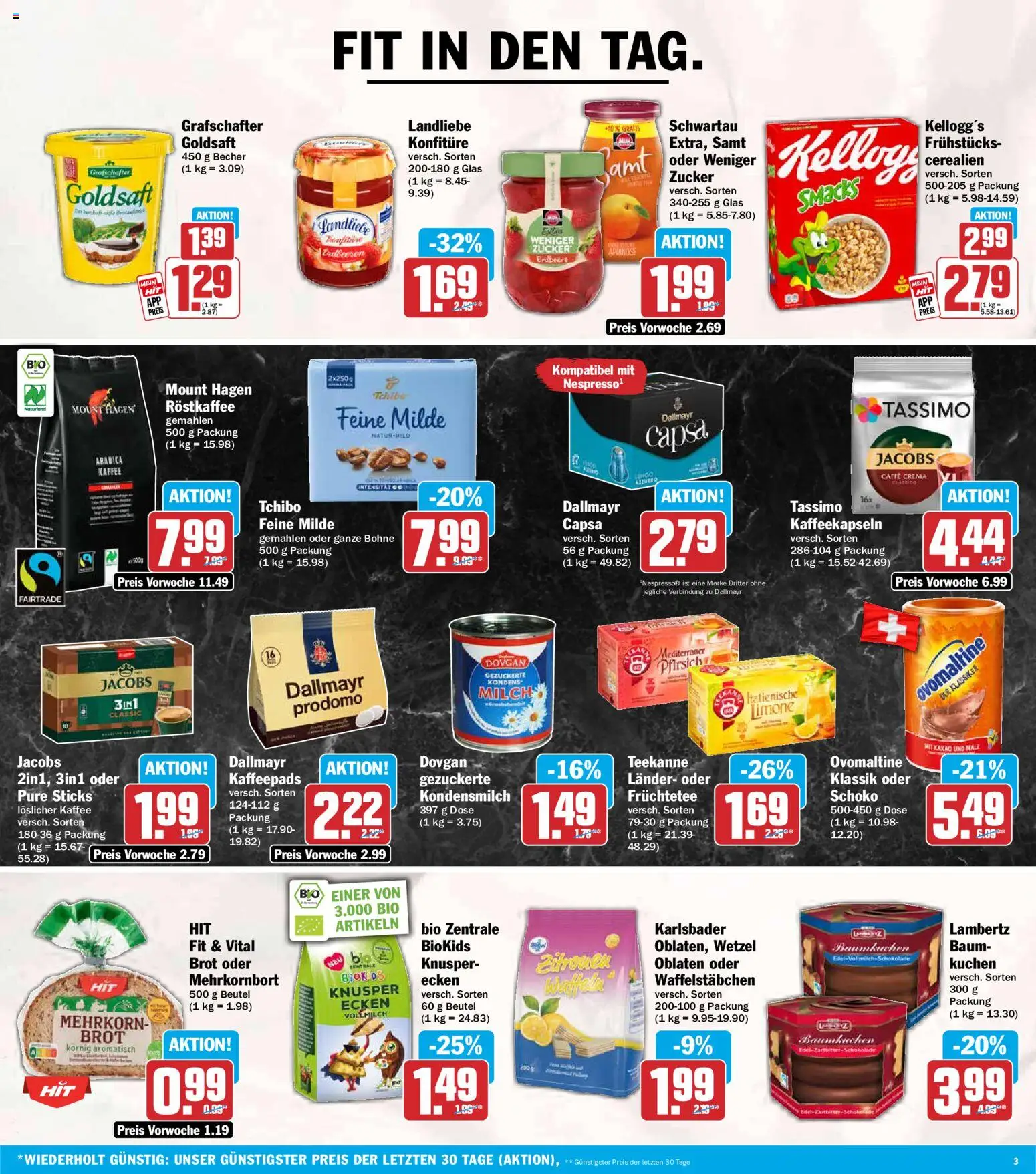 HIT Prospekt – gültig ab 21.09.2026 | Seite: 3 | Produkte: Früchtetee, Zucker, Pfirsich, Kondensmilch