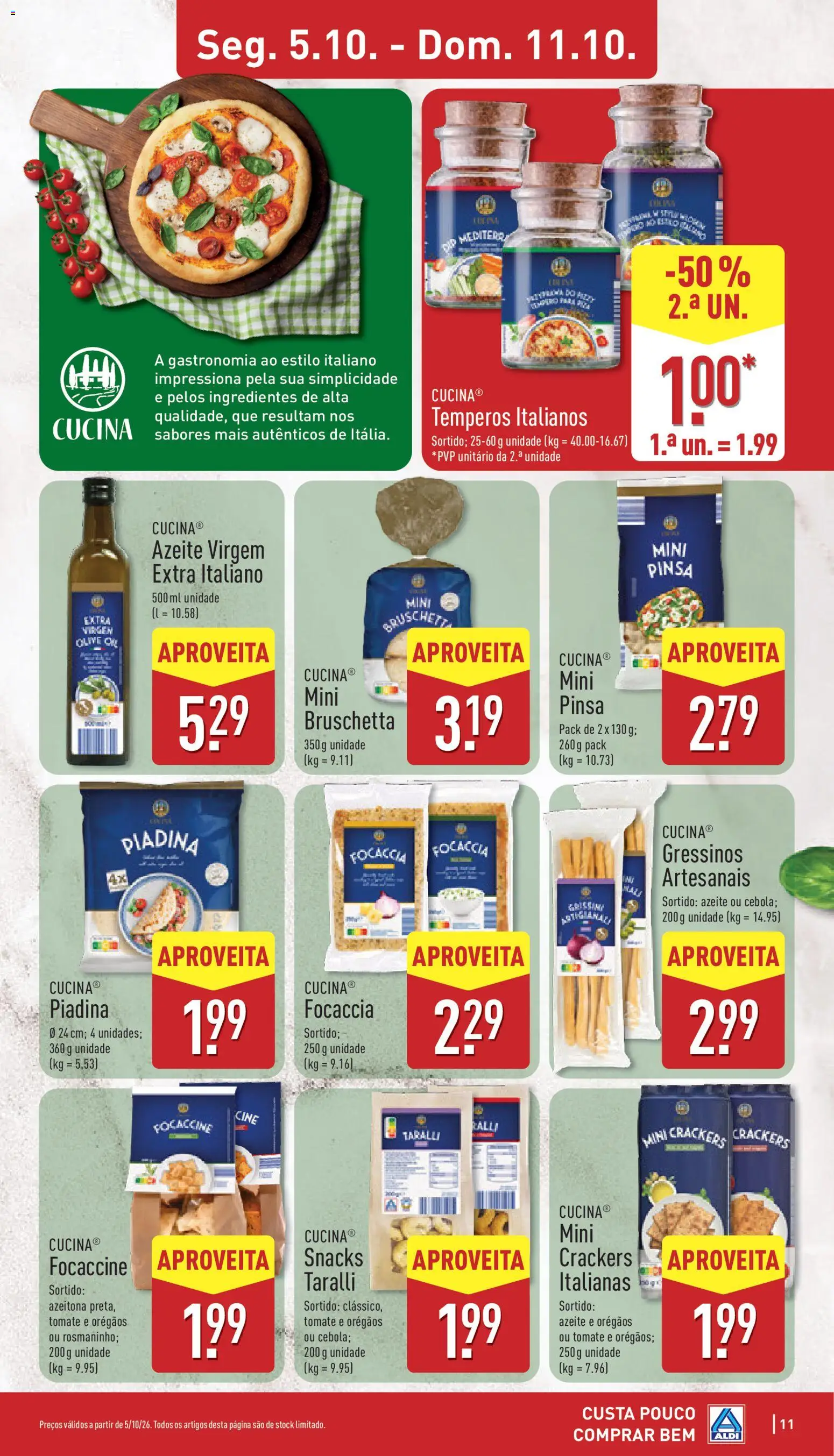 Aldi folheto │ válido de 05/10/2026 | Página: 11 | Produtos: Orégãos, Ingredientes, Snacks, Azeite virgem extra