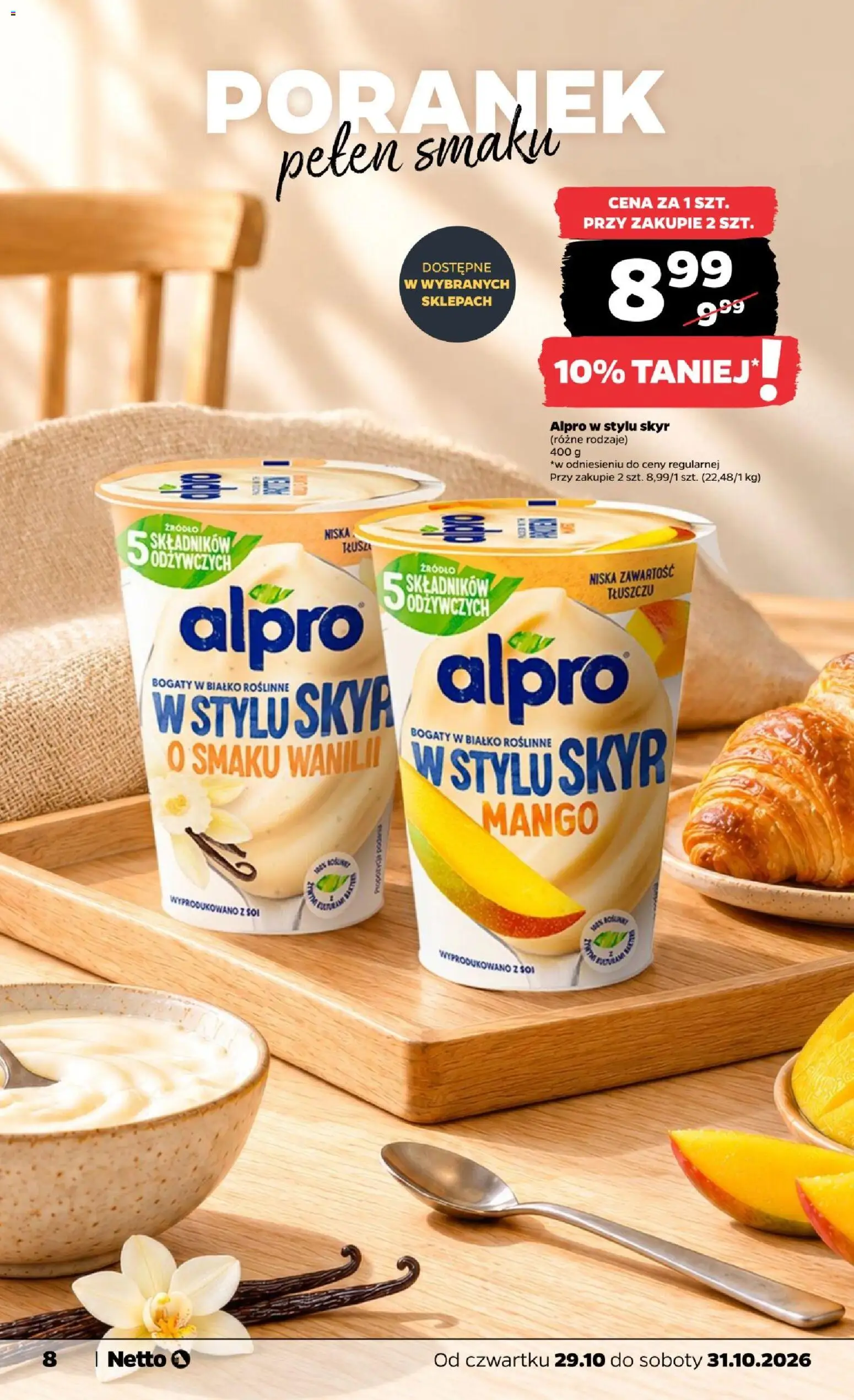 Netto gazetka od czwartku od 29.10.2026 | Strona: 8 | Produkty: Mango, Alpro, Białko, Skyr
