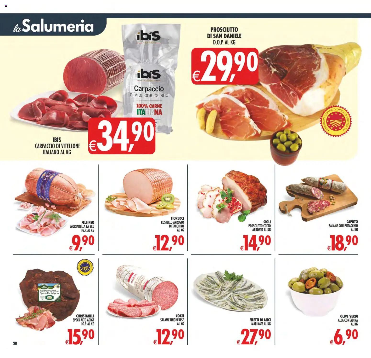 Volantino Decò del 02/10/2026 | Pagina: 20 | Prodotti: Arrosto, Carpaccio, Olive, Carne