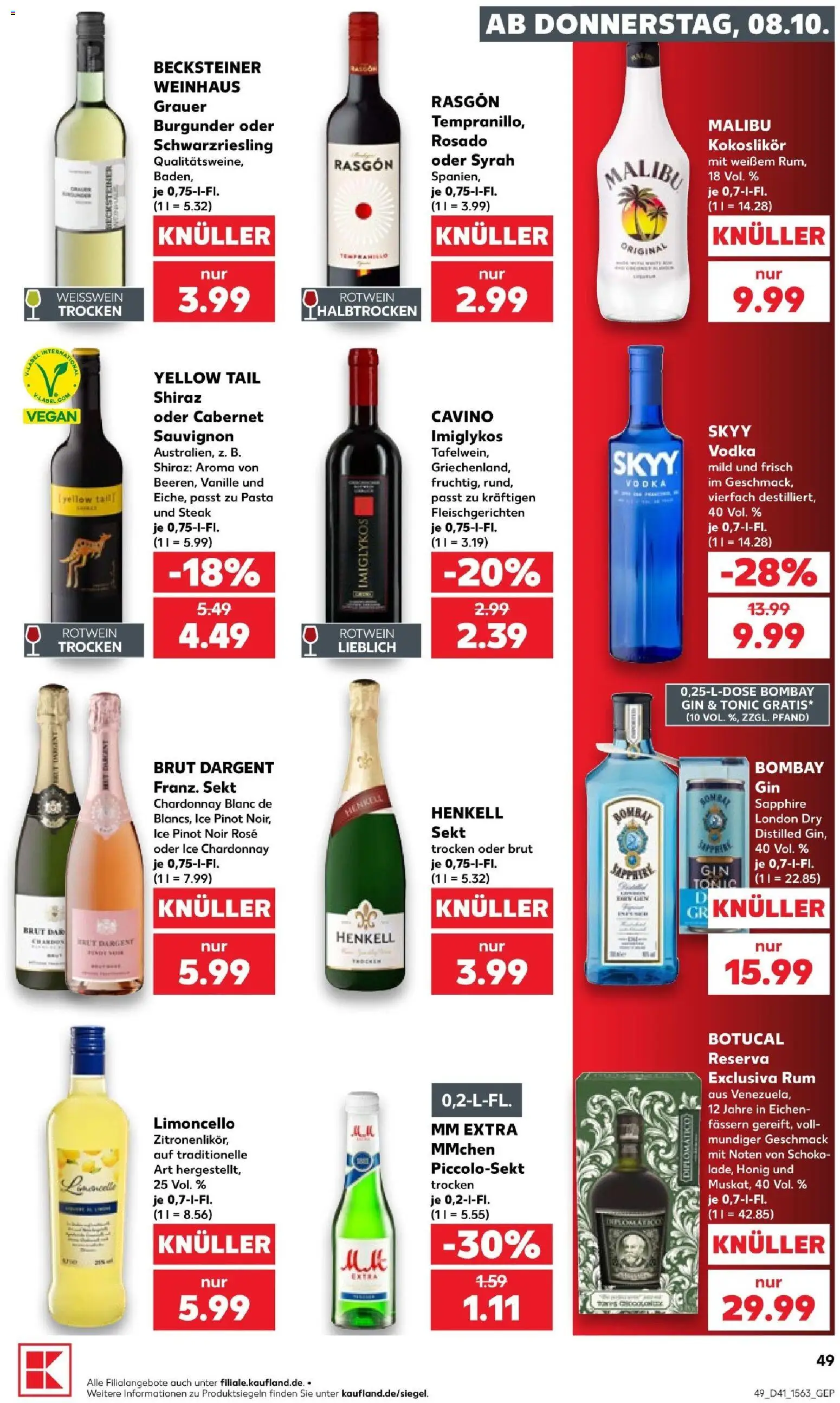 Kaufland Prospekt Kiel – gültig ab 08.10.2026 | Seite: 51 | Produkte: Sekt, Vanille, Vodka, Gin