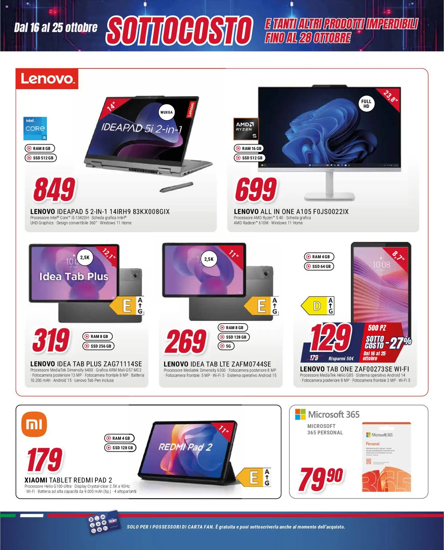 Volantino Trony del 16/10/2026 | Pagina: 6 | Prodotti: Xiaomi, Tablet, Fotocamera, Batteria
