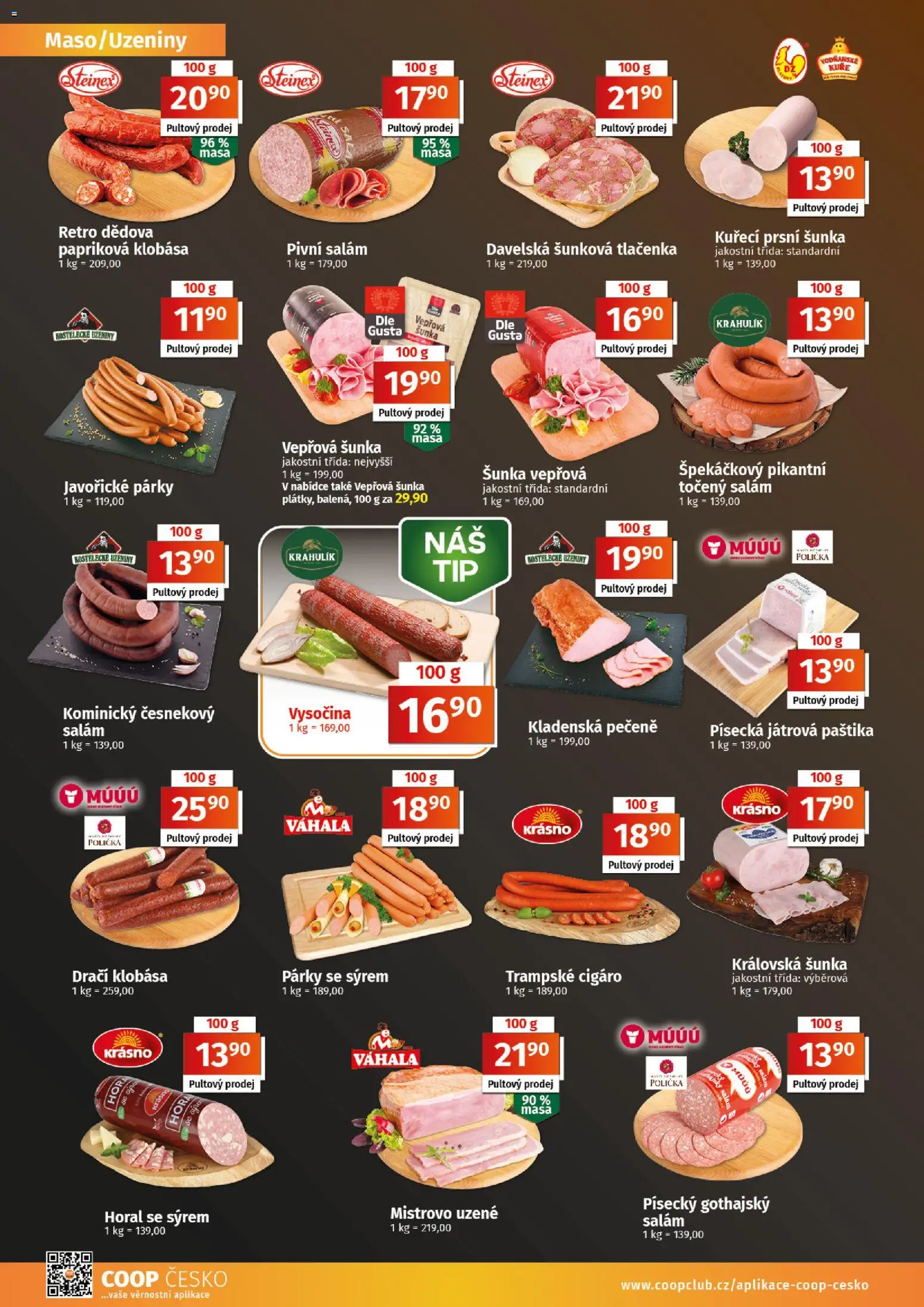 Coop leták - Tuty od 26.08.2026 | Strana: 2 | Produkty: Šunka, Párky, Točený salám, Kuře