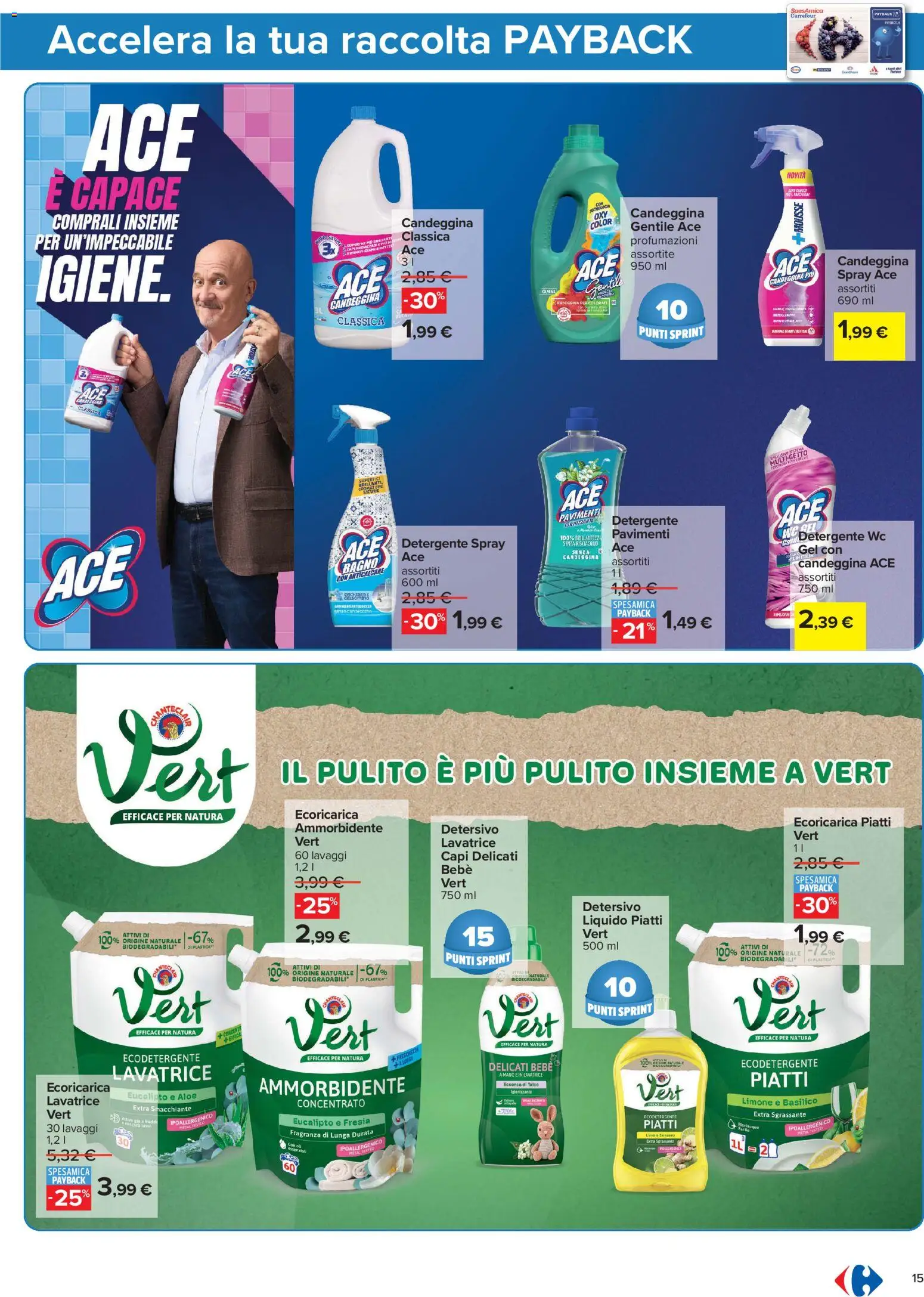 Volantino Carrefour del 05.06.2026 | Pagina: 15 | Prodotti: Ammorbidente, Candeggina, Lavatrice, Fragranza