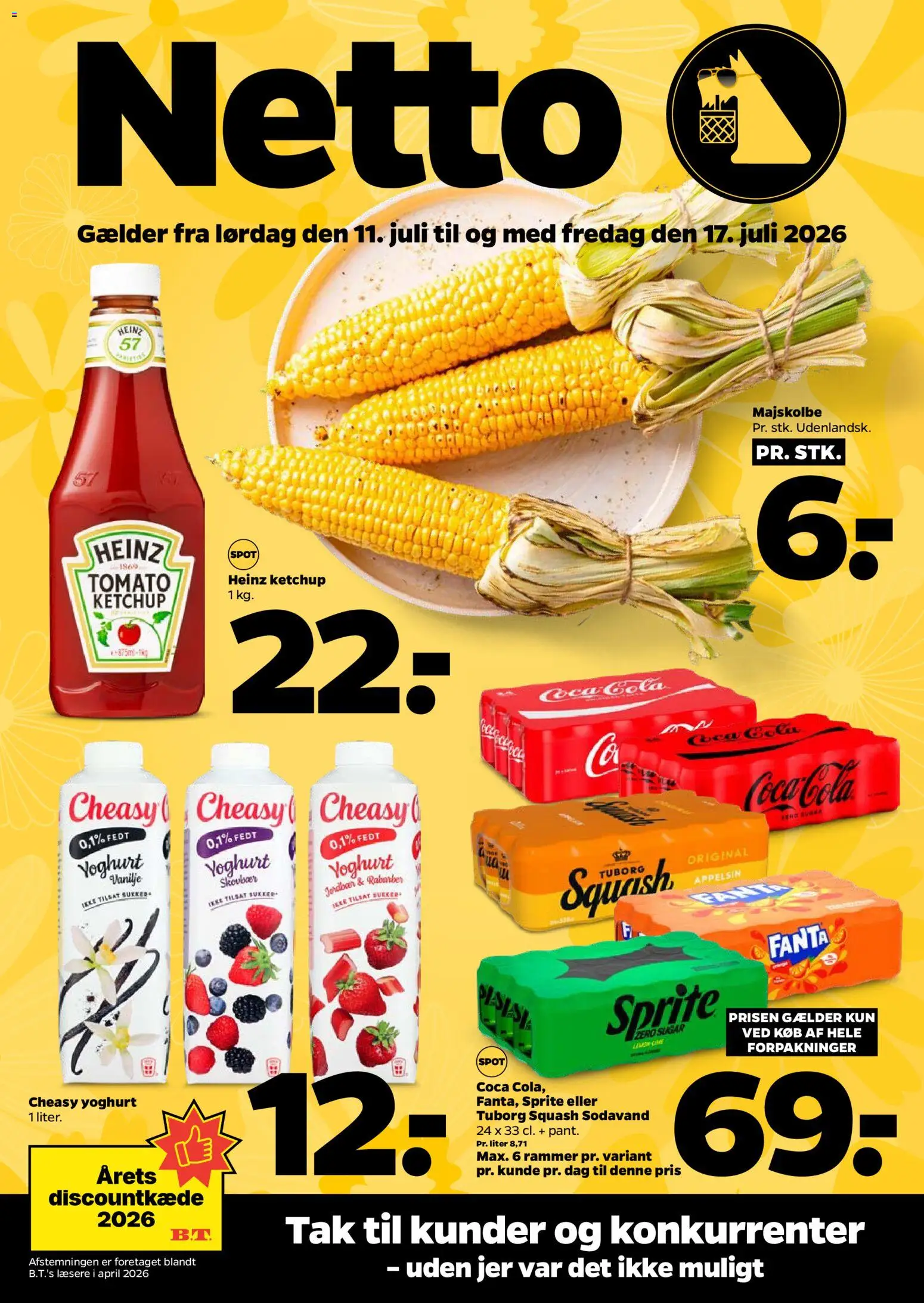 Netto tilbudsavis – gyldig fra 11/07/2026 | Side: 1 | Produkter: Rammer, Jordbær, Cola, Sukker