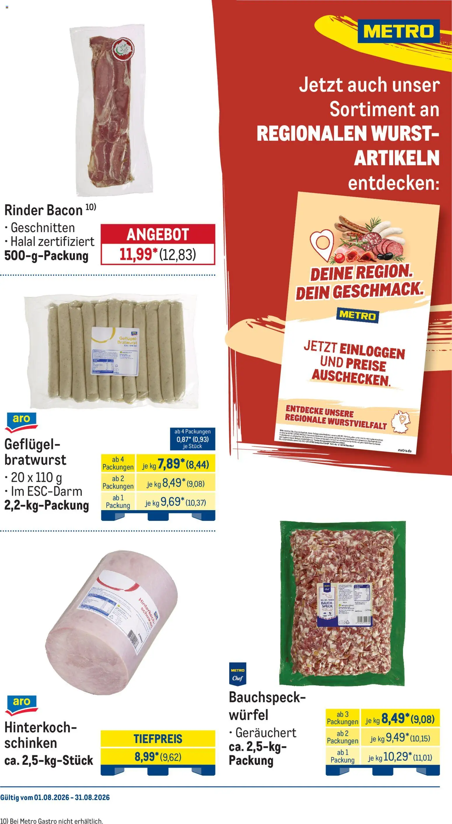 Metro Monats-Menü – gültig ab 01.08.2026 | Seite: 18 | Produkte: Bratwurst, Wurst, Schinken