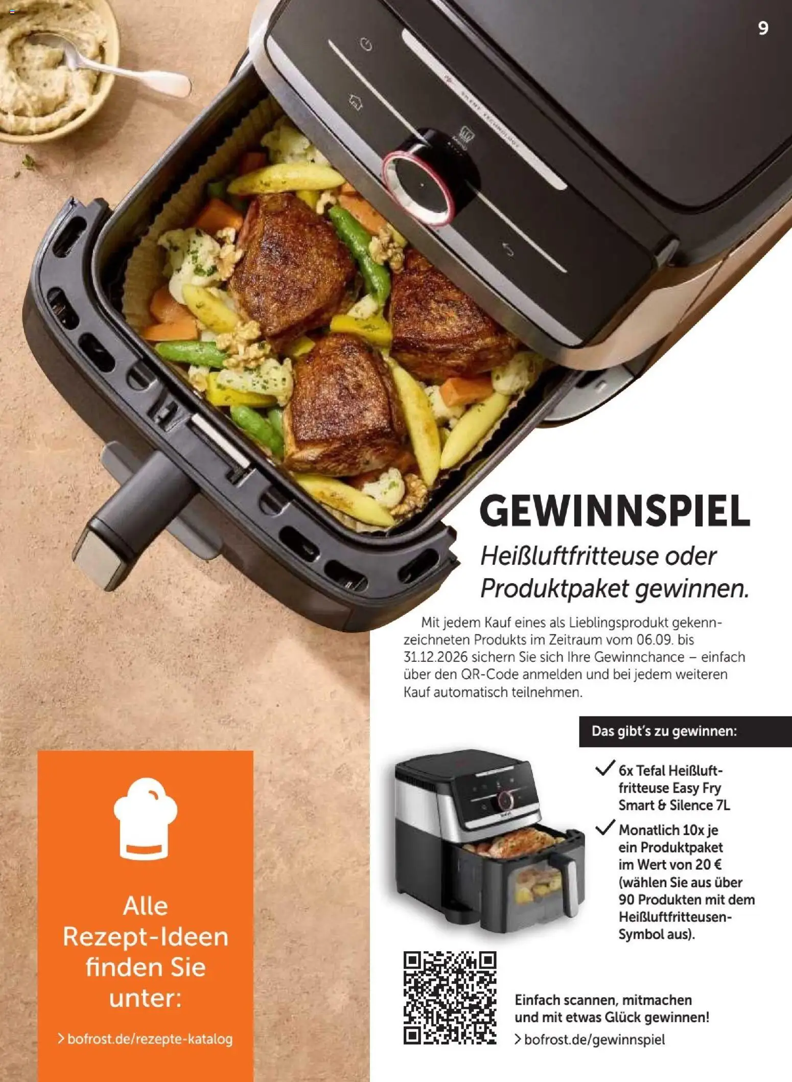 Bofrost Katalog – gültig ab 07.09.2026 | Seite: 9 | Produkte: Fritteuse, Heißluftfritteuse