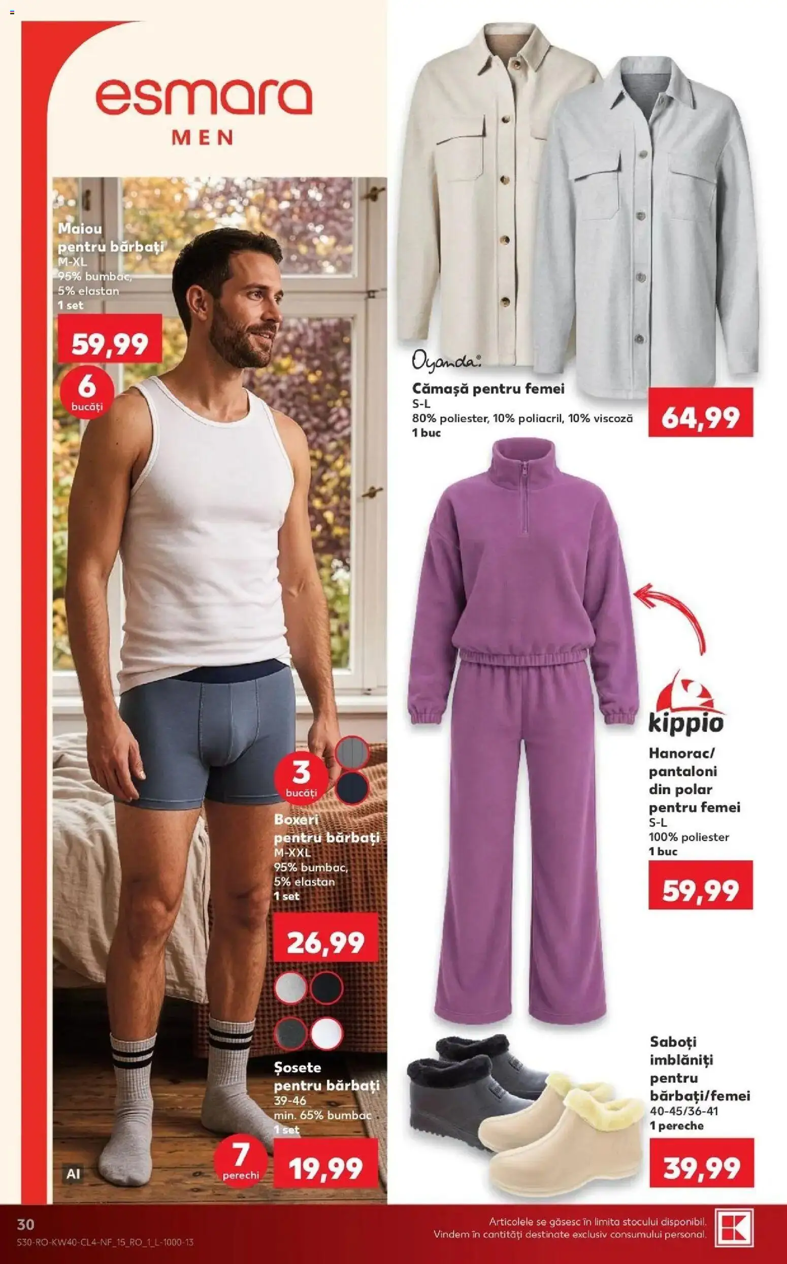 Kaufland Codlea 30.09.2026 - Revista si Oferta | Pagină: 30 | Produse: Saboti, Maiou, Șosete, Boxeri