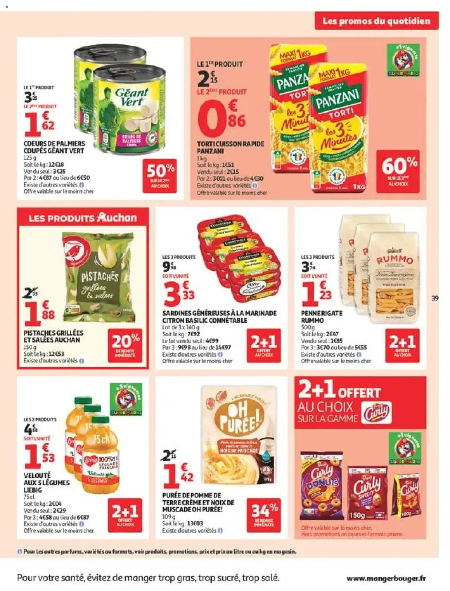 {H1} | Page: 39 | Produits: Pomme de terre, Sardines, Pâtes, Crème