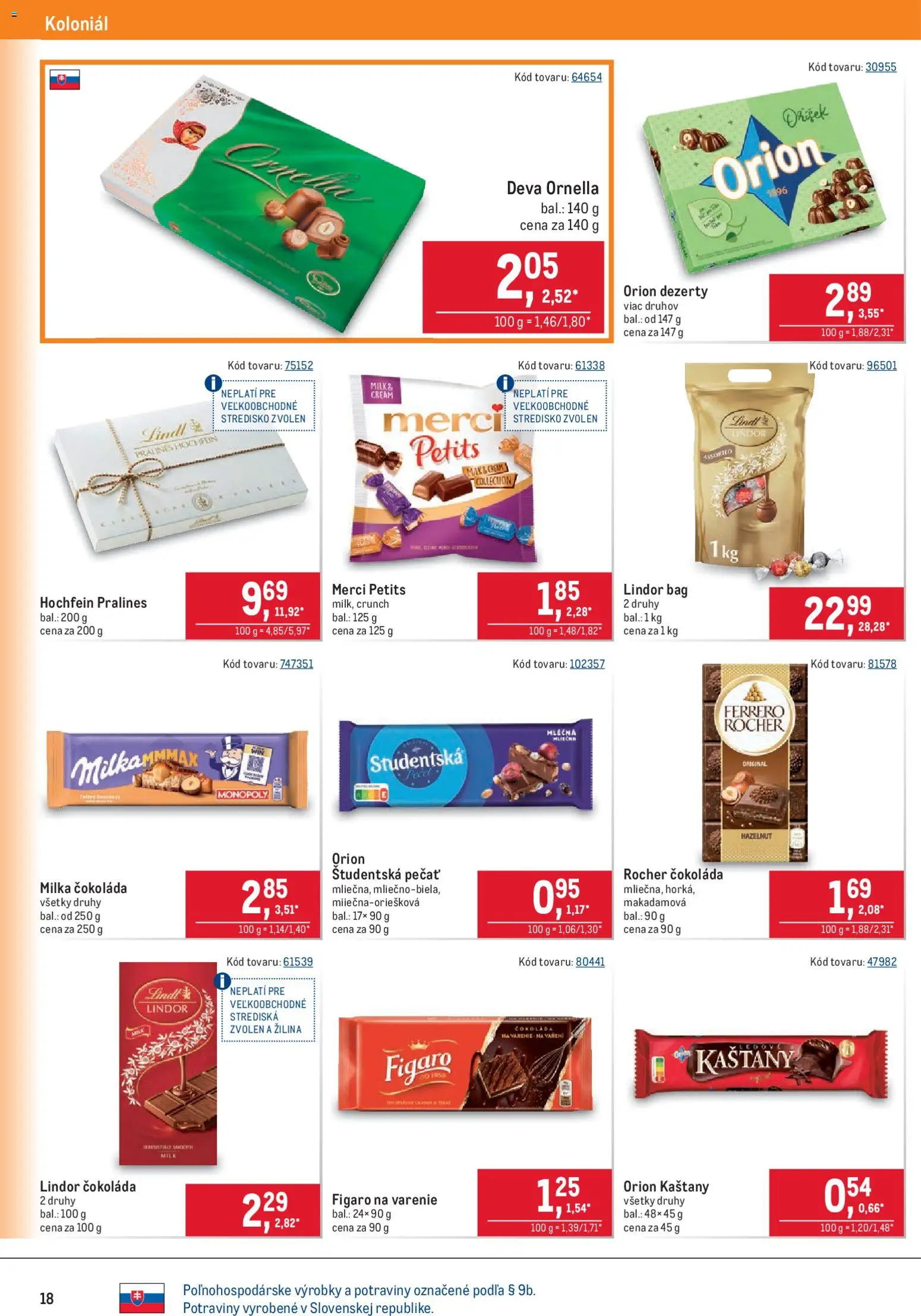 Nové Metro akcie – leták je platný od 06.05.2026 | Strana: 18 | Produkty: Lindor, Merci, Čokoláda, Študentská pečať
