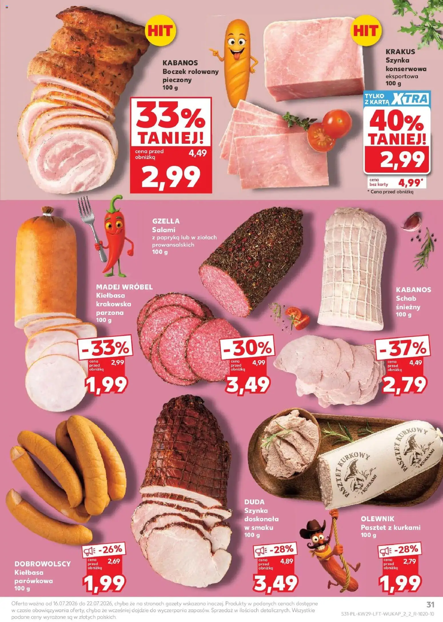 Kaufland gazetka od 16.07.2026 | Strona: 31 | Produkty: Pasztet, Papryka, Kabanos, Salami