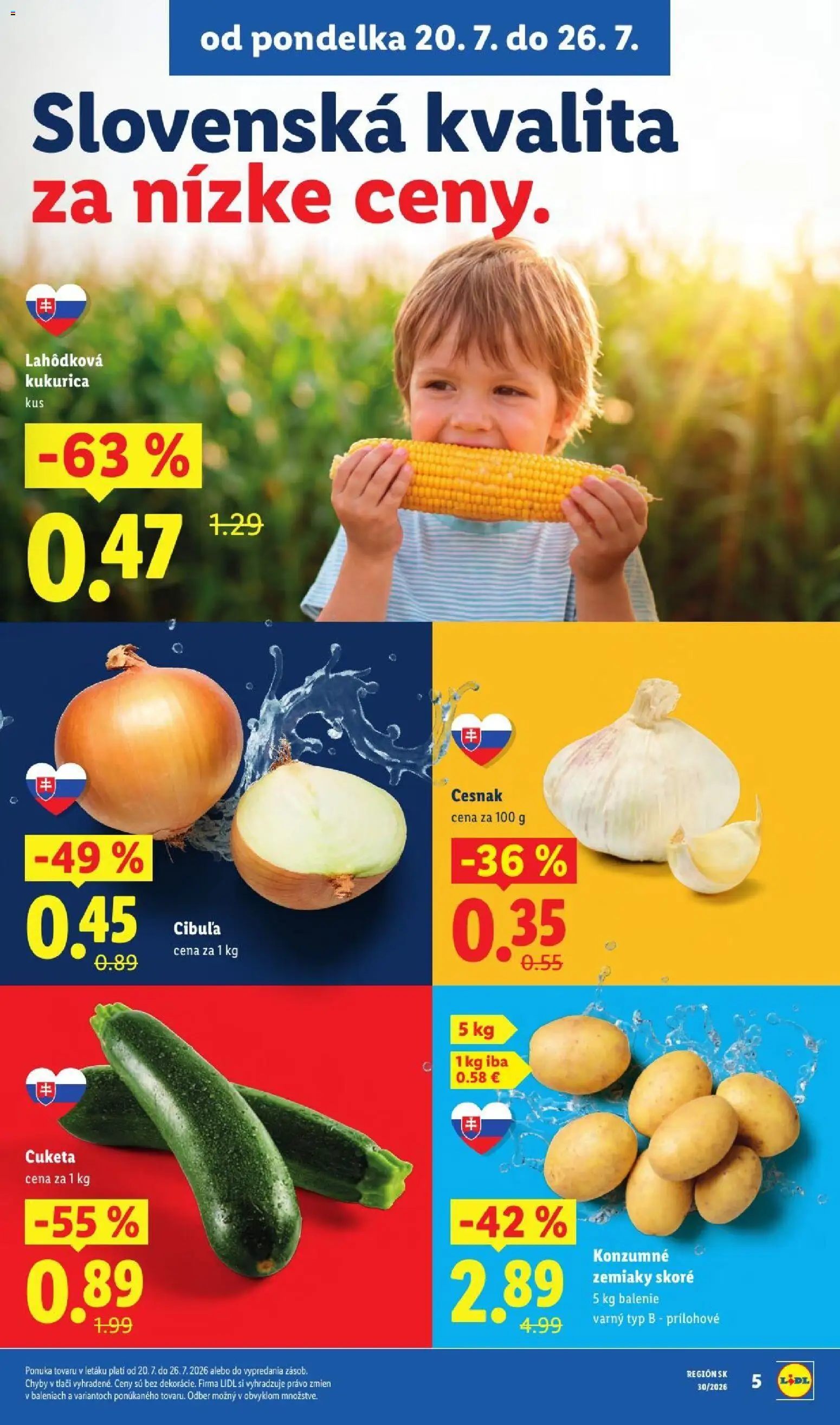Nové Lidl akcie – leták je platný od 20.07.2026 | Strana: 11 | Produkty: Cesnak, Zemiaky, Cibuľa, Kukurica