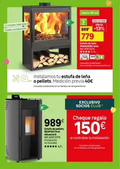 Vista previa Leroy Merlin catálogo válido desde el 29/09/2026 | Página: 58 | Productos: Estufa de leña, Leña