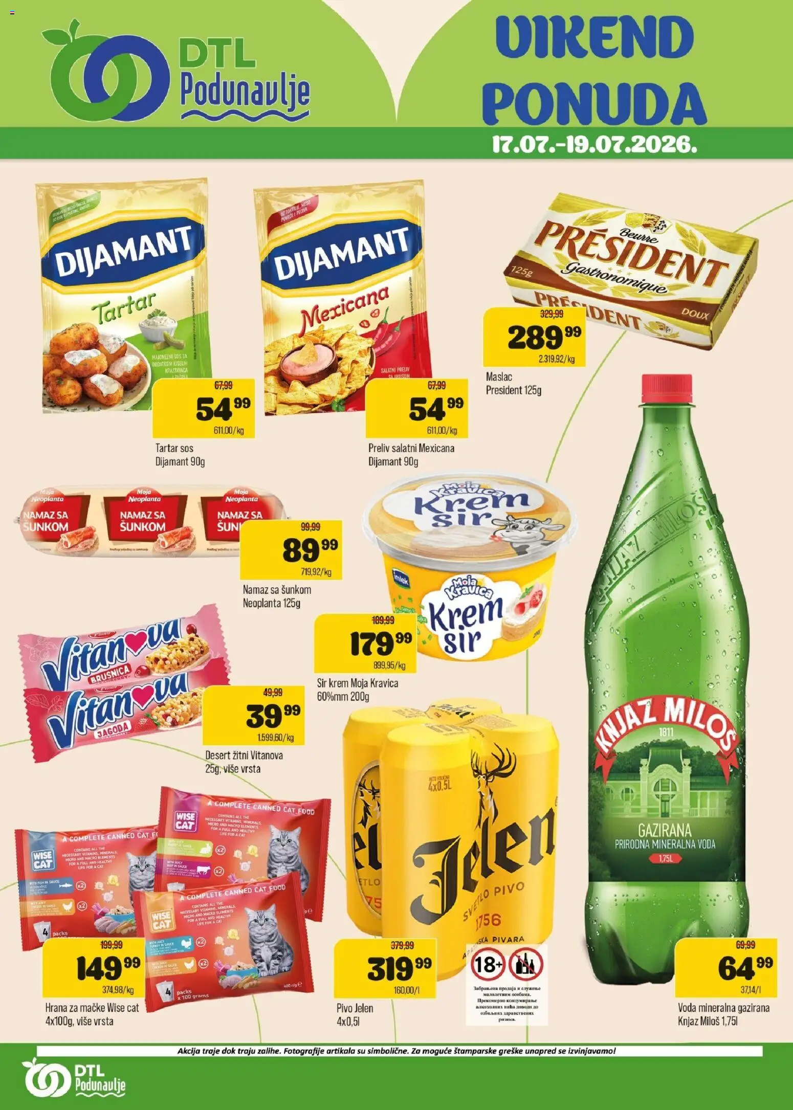 Podunavlje katalog - važi od 17.07.2026 | Strana: 1 | Proizvode: Moja kravica, Sos, Mineralna voda, Pivo