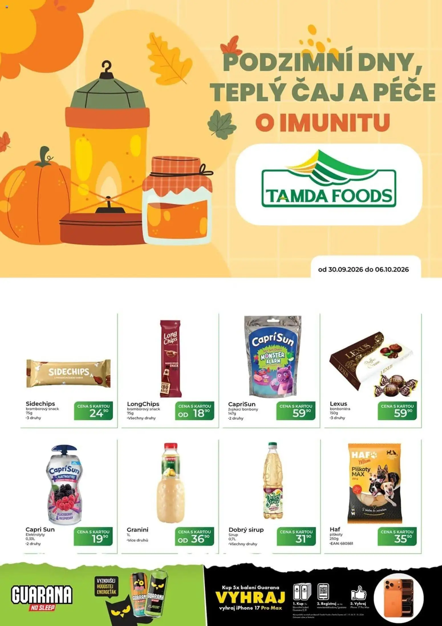 Tamda Foods leták od 30.09.2026 | Strana: 1 | Produkty: Bonbóny, Sirup, Capri Sun, Granini