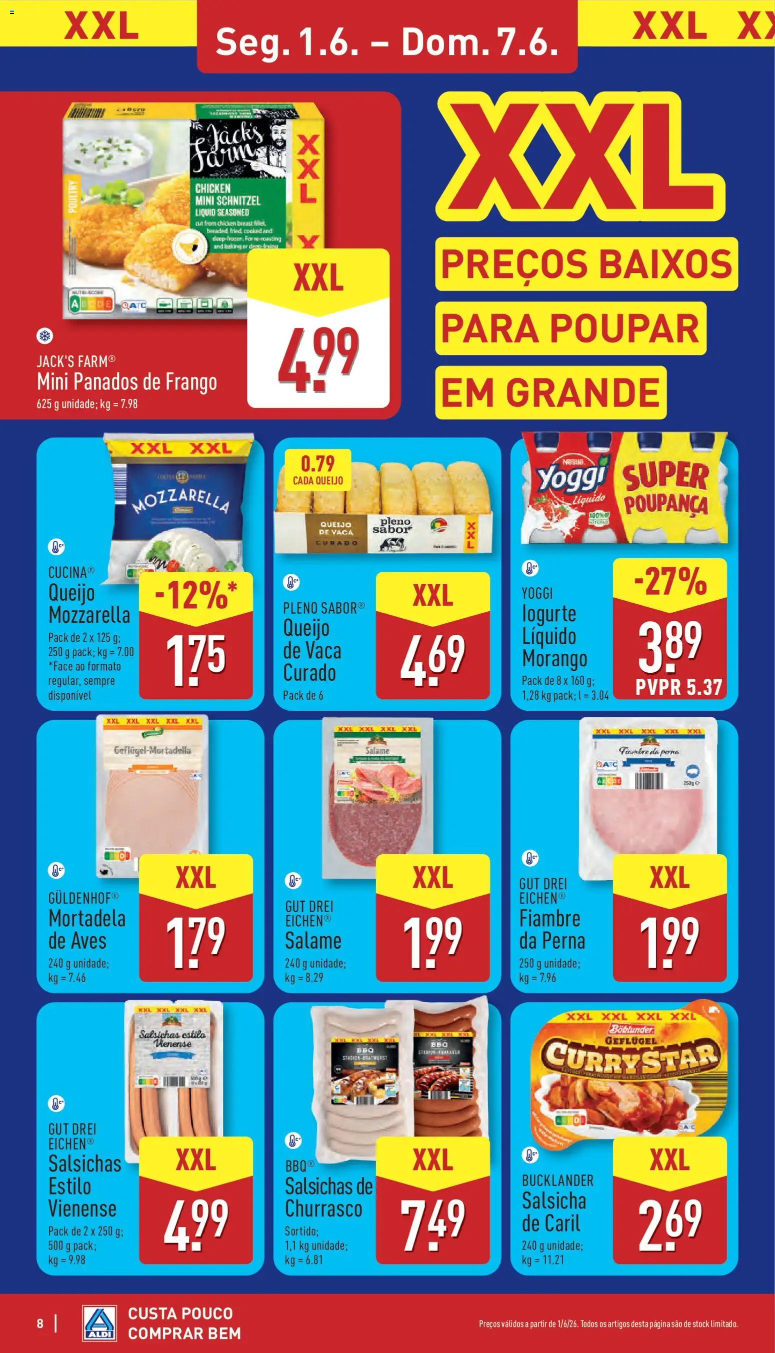 Aldi folheto │ válido de 01.06.2026 | Página: 8 | Produtos: Mortadela, Frango, Salsicha, Salame