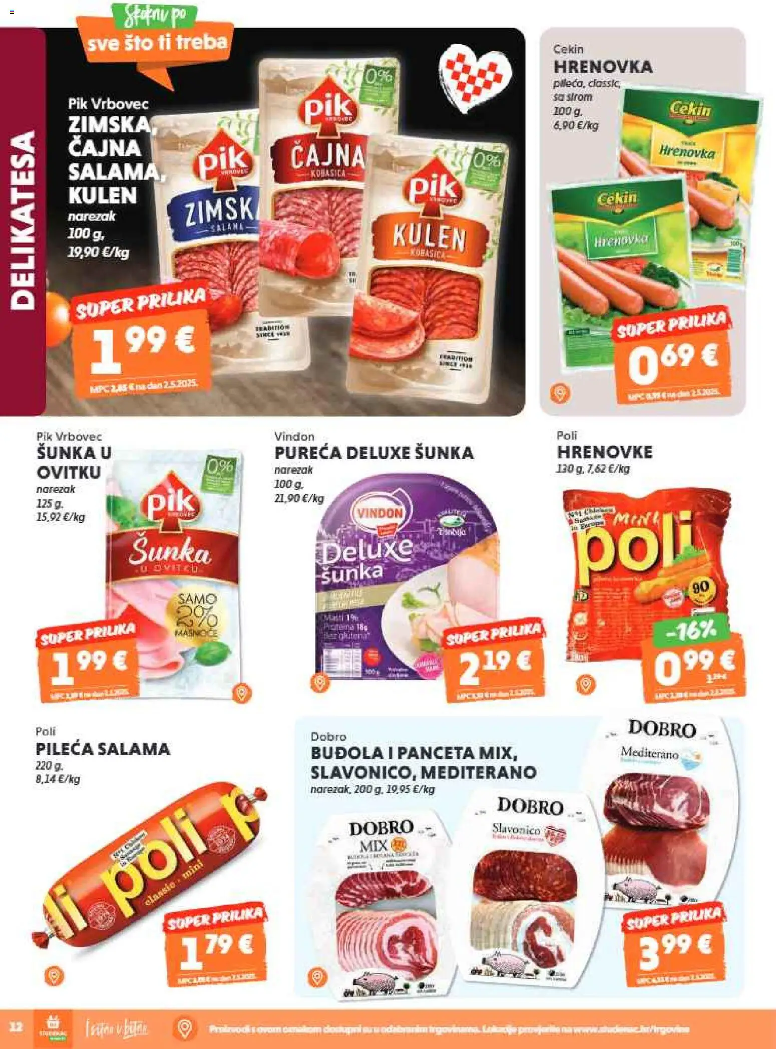 Studenac katalog | vrijedi od 10.06.2026 | Stranica: 12 | Proizvodi: Salama, Šunka, Buđola, Kulen
