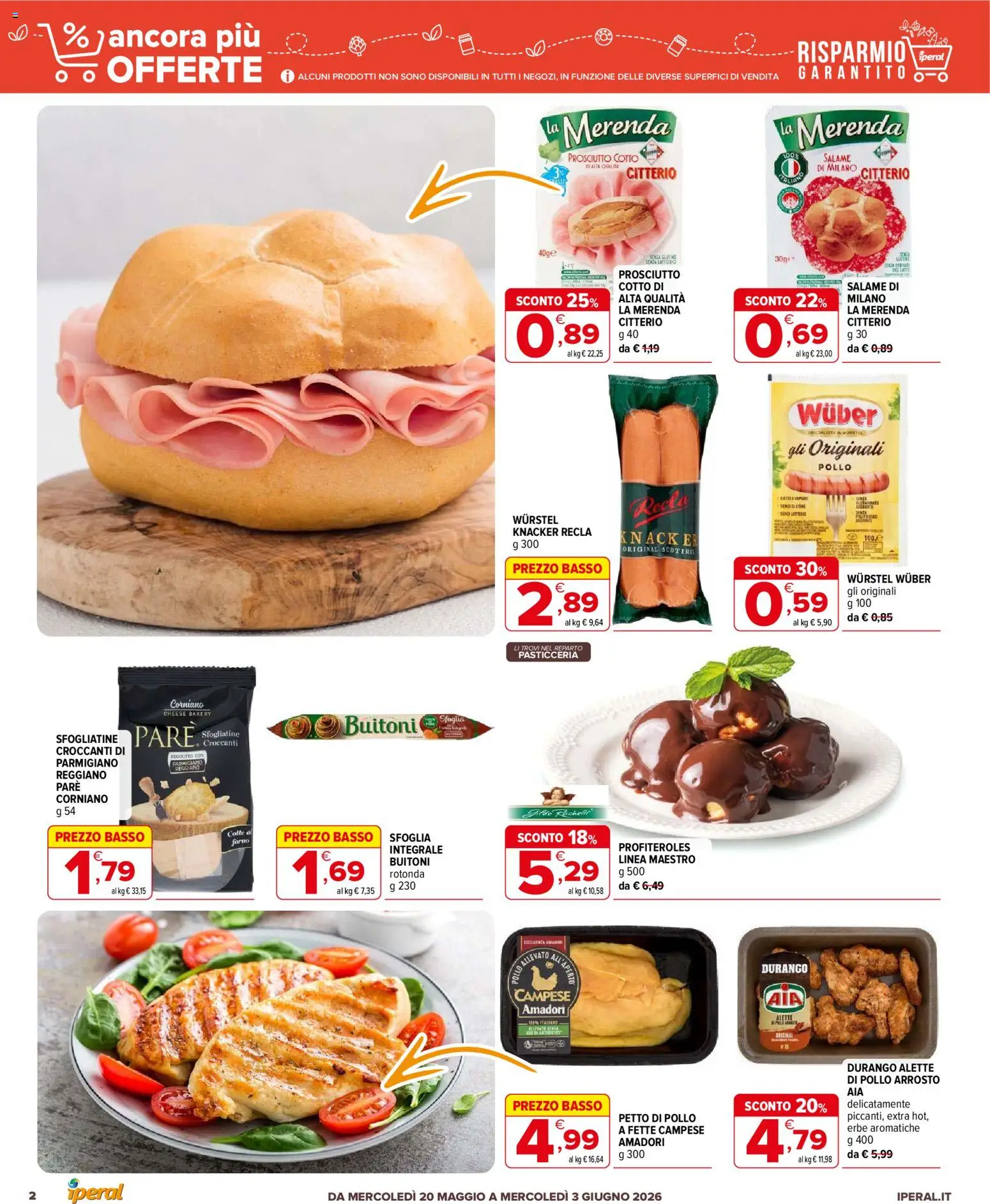 Volantino Iperal del 20.05.2026 | Pagina: 2 | Prodotti: Petto di Pollo, Arrosto, Salame, Forno