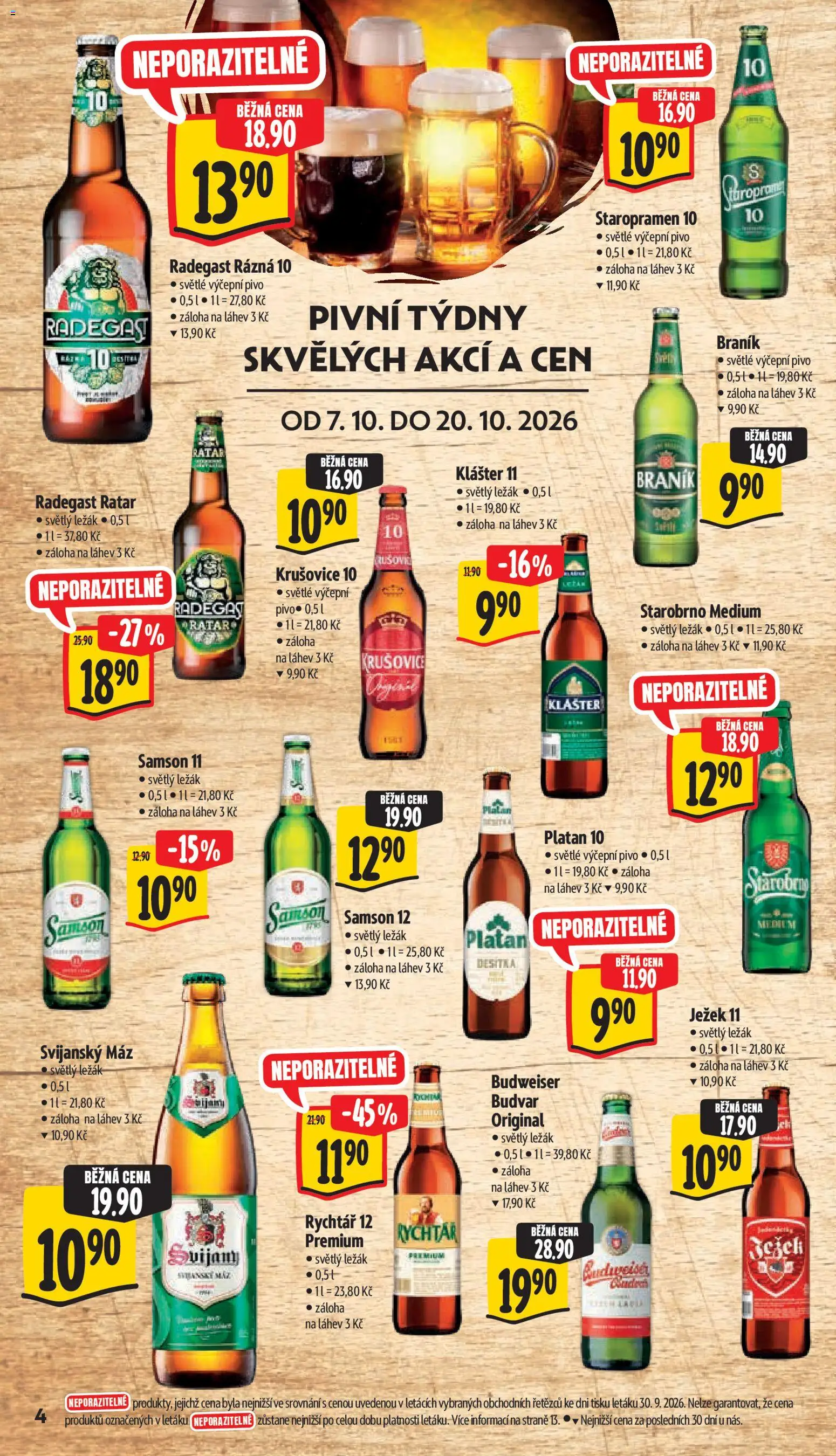 Albert leták - Hypermarket - Znojmo od 07.10.2026 | Strana: 18 | Produkty: Staropramen 10, Staropramen, Samson 12, Láhev