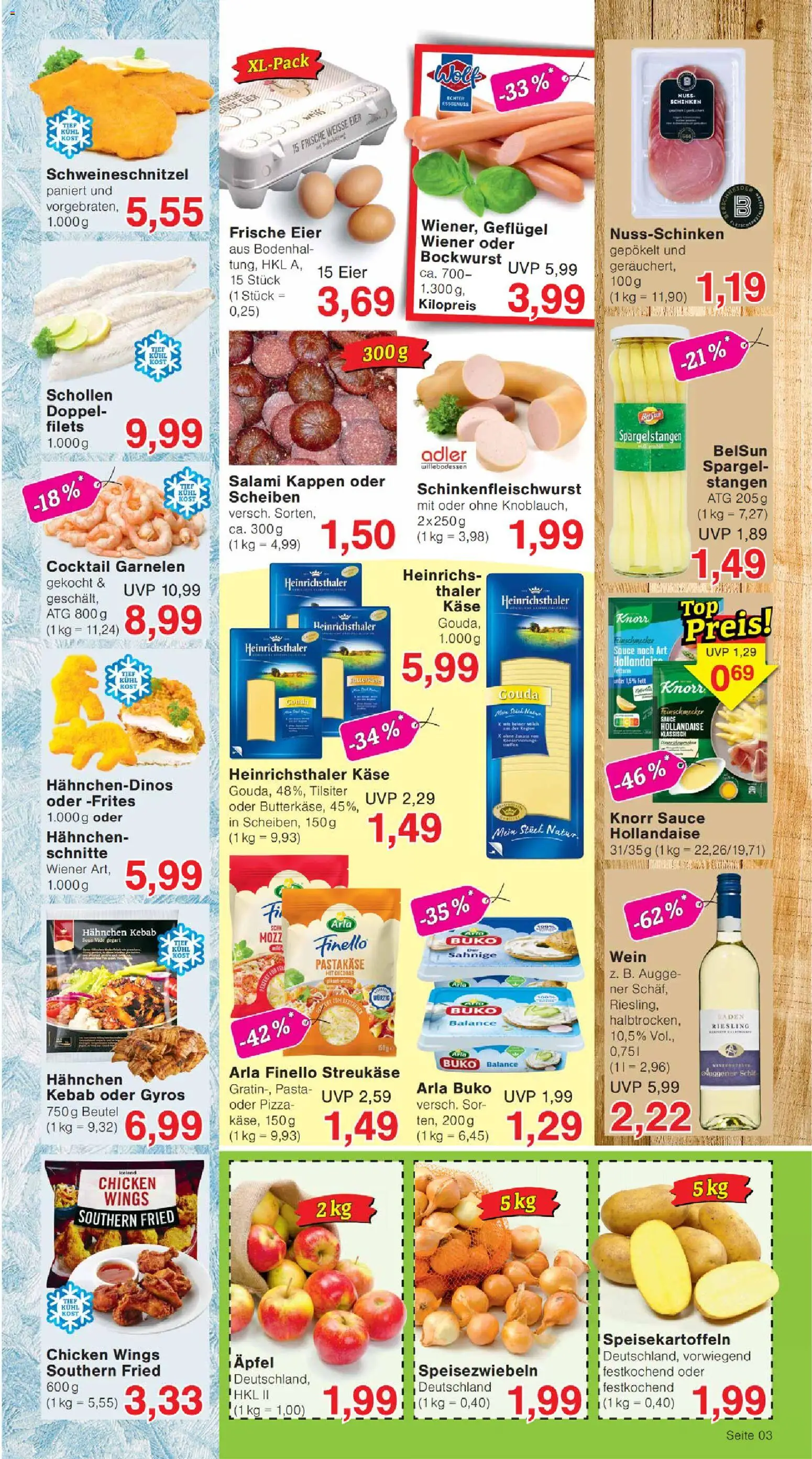 Wiglo Wunderland Prospekt – gültig ab 11.05.2026 | Seite: 3 | Produkte: Bockwurst, Garnelen, Spargel, Wein