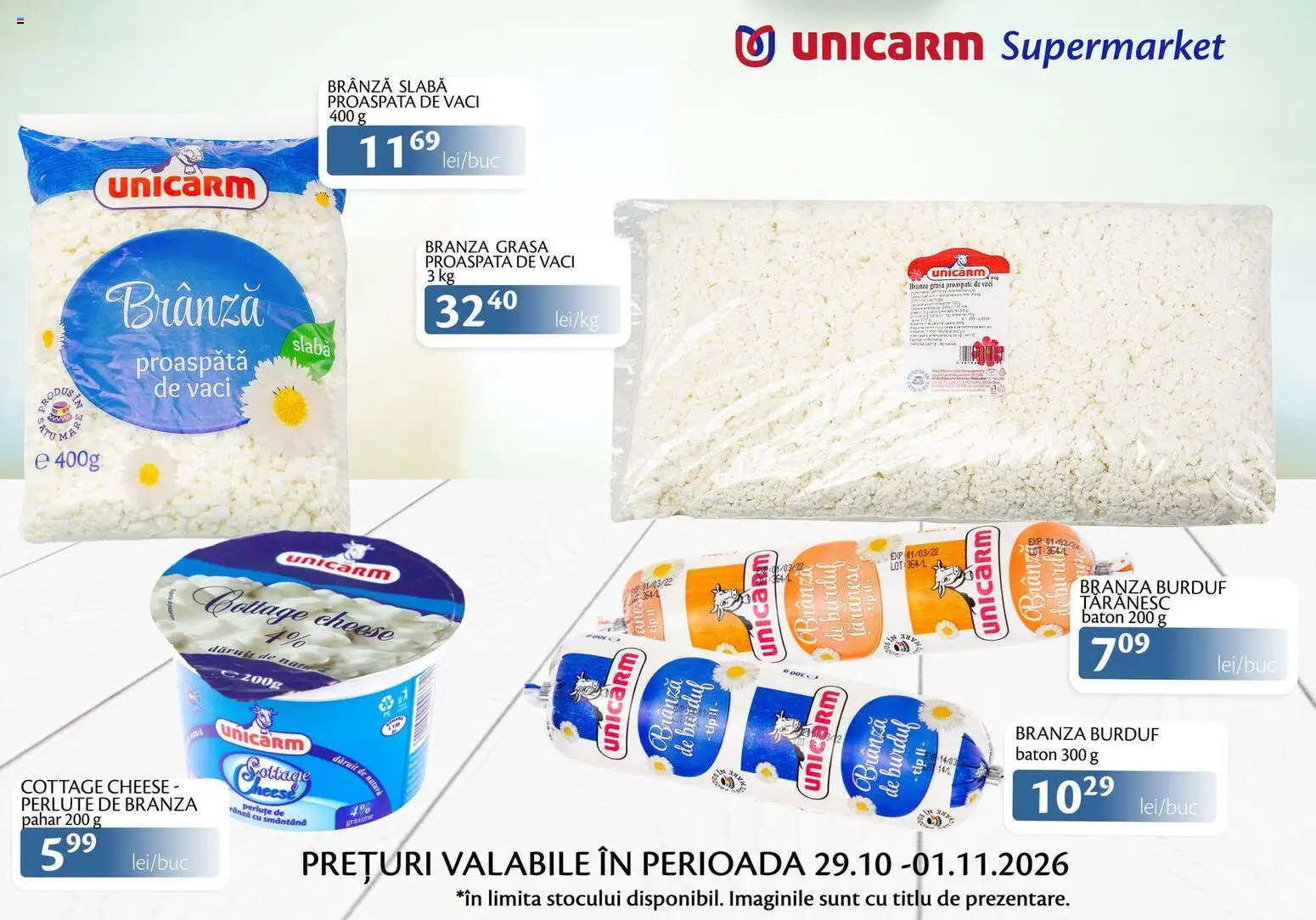 Noul catalog Unicarm – valabil de la 29.10.2026 | Pagină: 5 | Produse: Branza de burduf, Brânză, Smântână, Tip