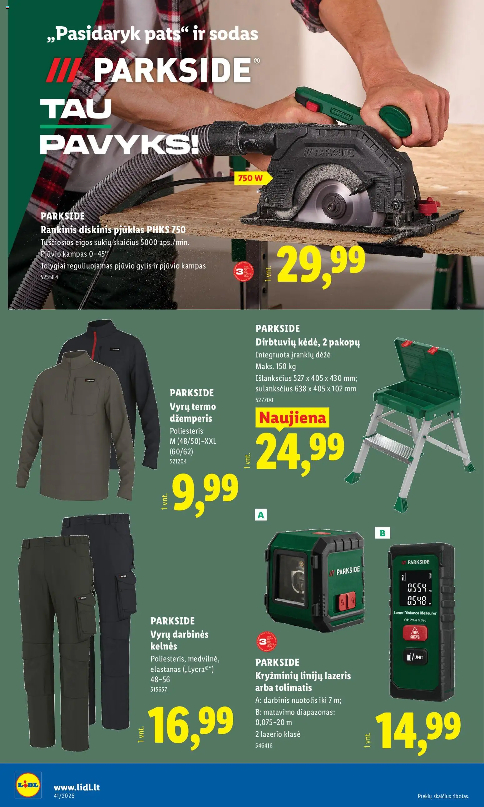 LIDL akcijos nuo 2026.10.05 | Puslapis: 16 | Prekių: Džemperis, Kelnes, Dėžė