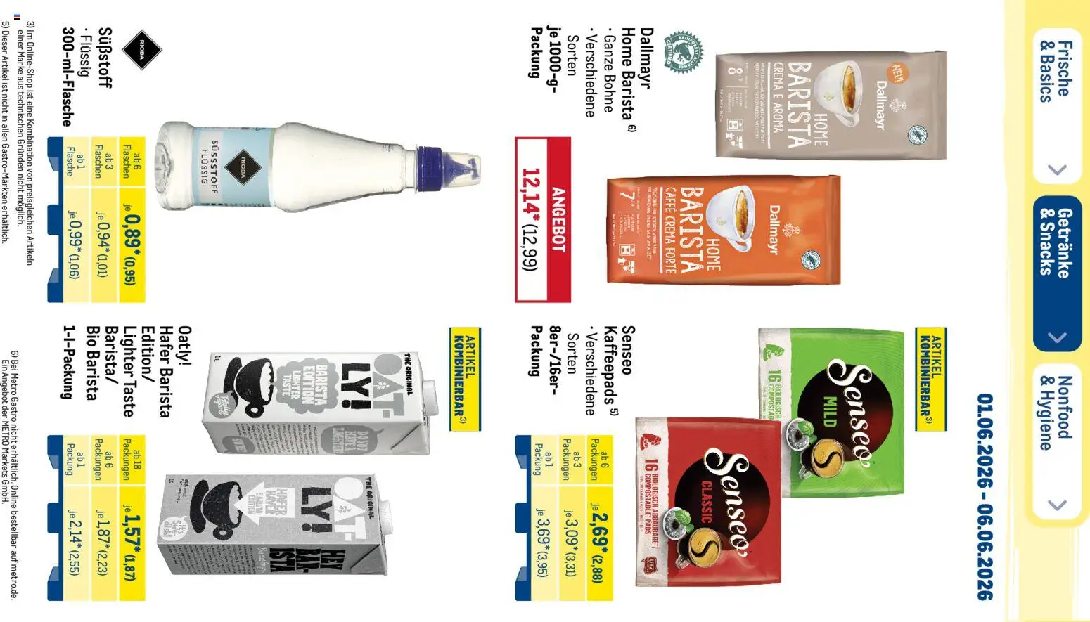 Metro Prospekt – gültig ab 01.06.2026 | Seite: 37 | Produkte: Senseo, Kaffeepads, Dallmayr, Oatly