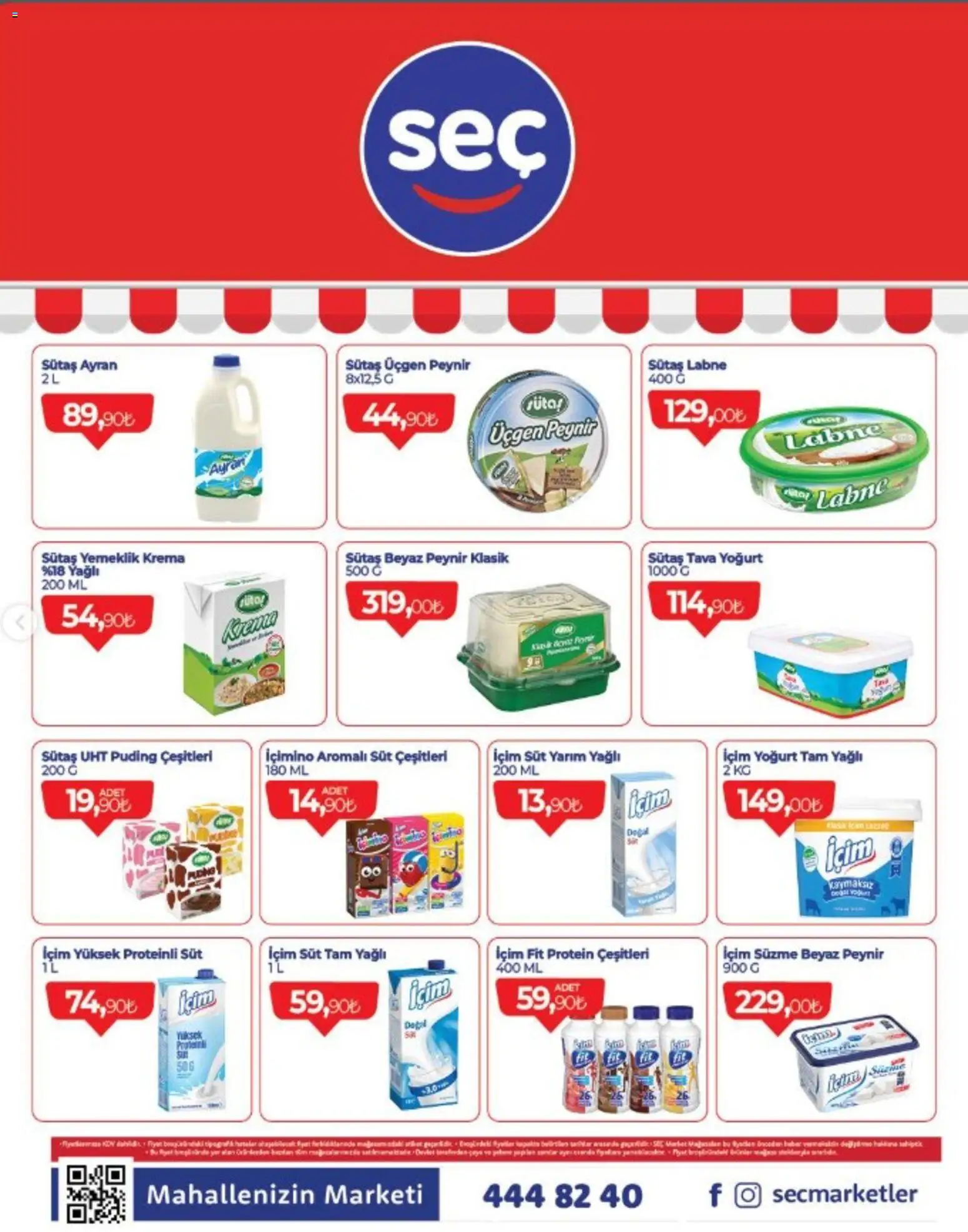 Seç Market Katalog - 22 Ekim 2026 tarihinden itibaren geçerlidir | Sayfa: 2 | Ürünler: Süt, Peynir, Yoğurt, Krema