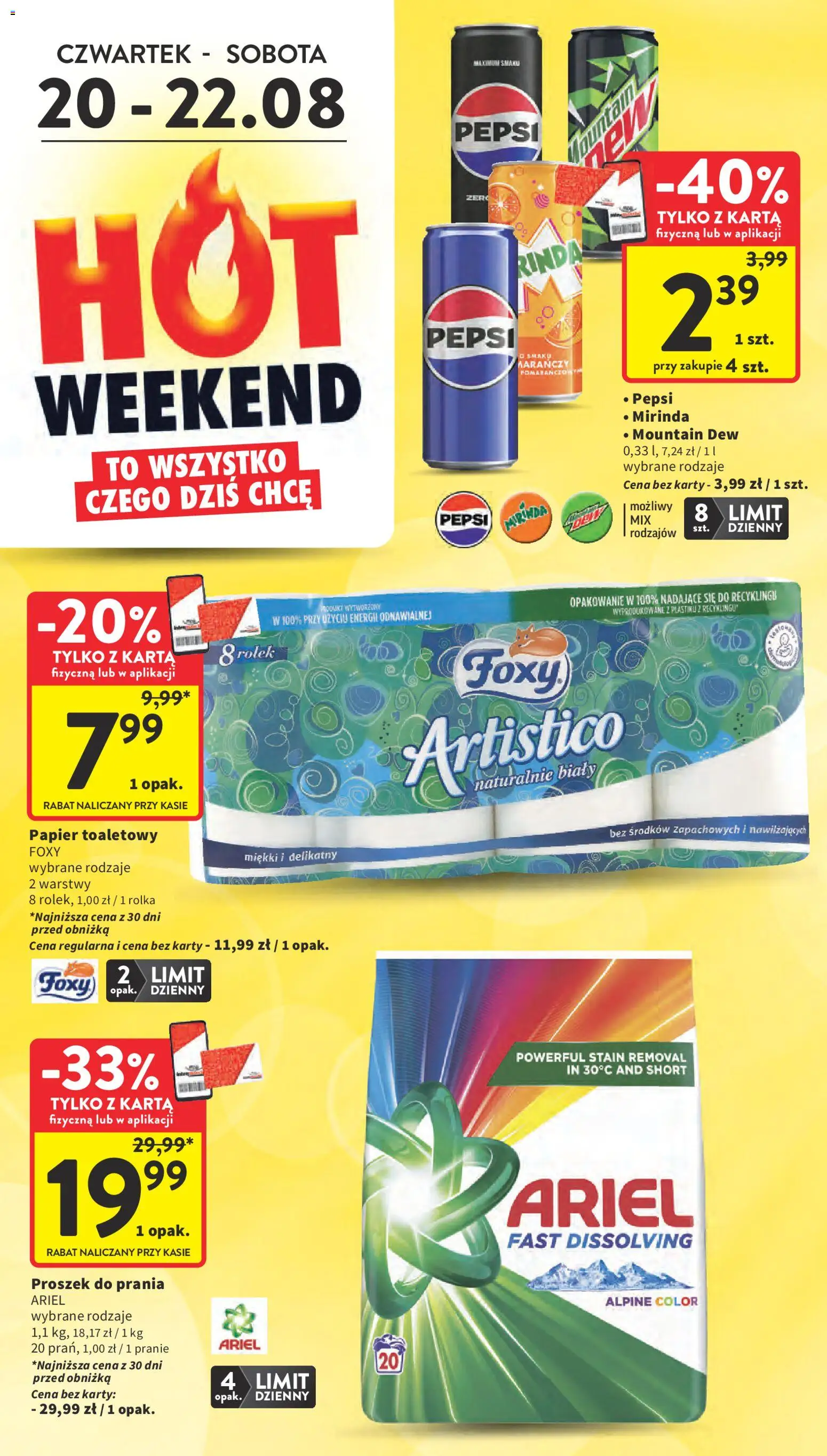 Intermarche gazetka od 20.08.2026 | Strona: 6 | Produkty: Karta, Proszek, Pepsi, Ariel