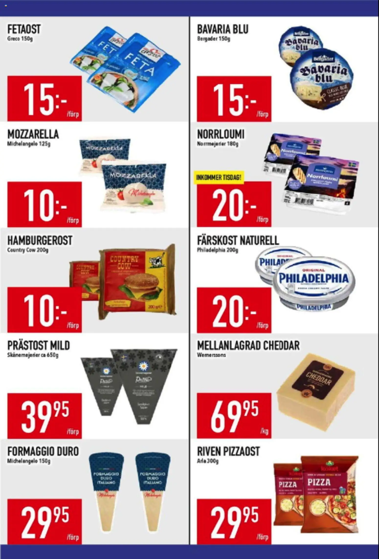 Matdax reklamblad aktuell från 15.06.2026 | Sida: 14 | Produkter: Cheddar, Fetaost, Pizza