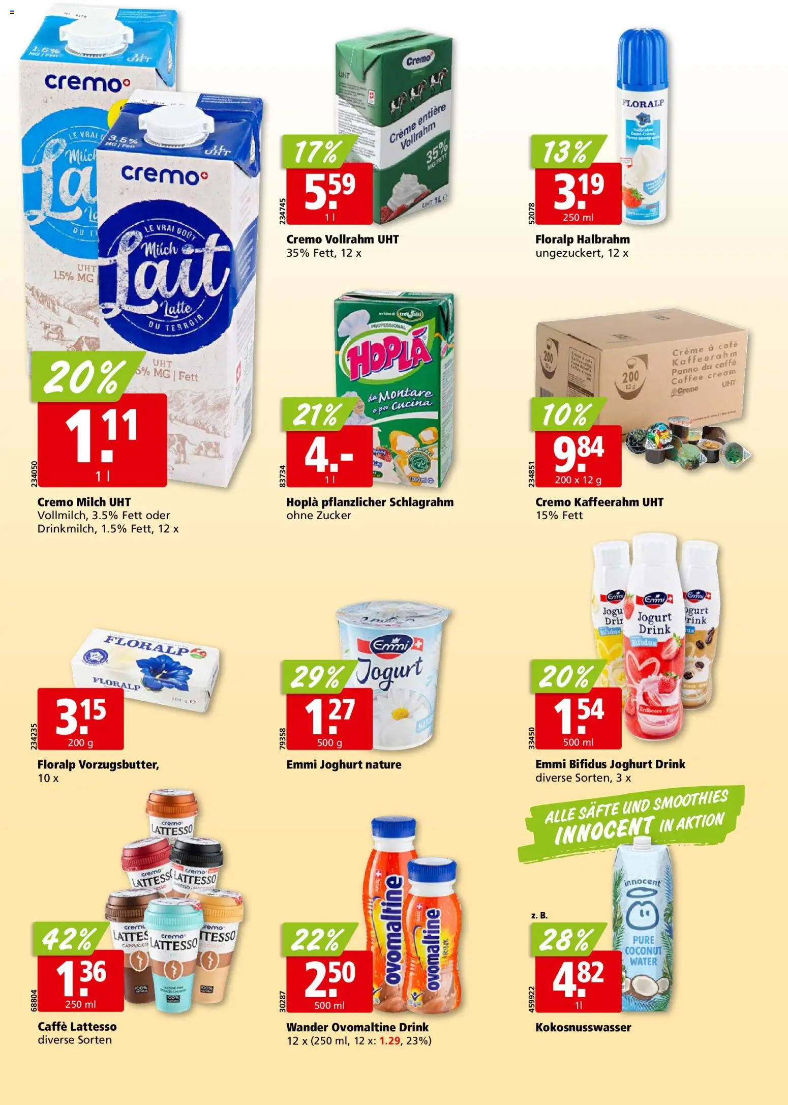 Aligro aktionen Chavannes, Matran, Genf, Sitten – gültig ab 21.09.2026 | Seite: 14 | Produkte: Schlagrahm, Milch, Joghurt, Creme