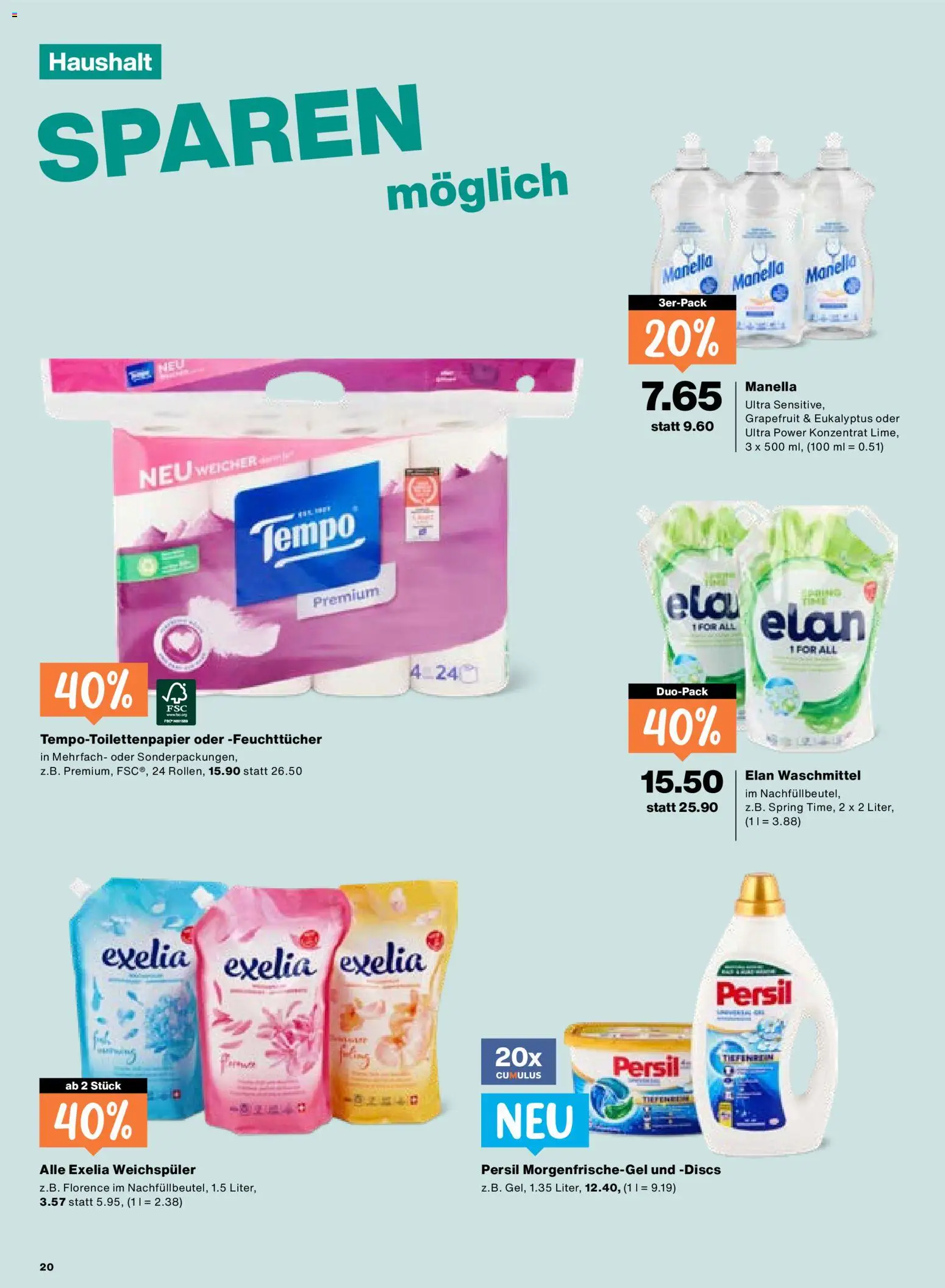 Migros aktionen – gültig ab 18.06.2026 | Seite: 20 | Produkte: Weichspüler, Waschmittel, Grapefruit