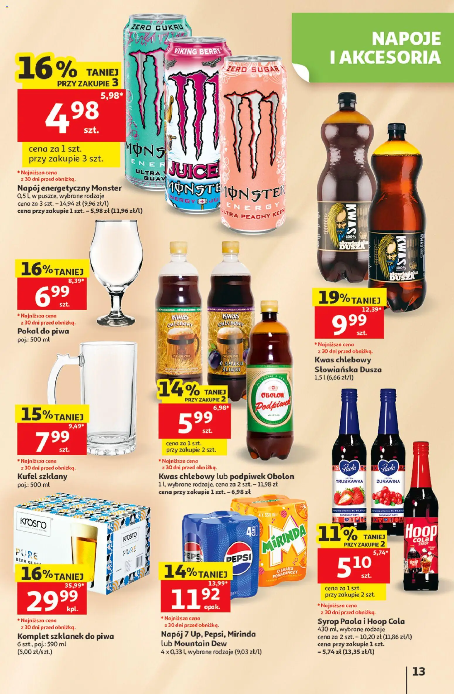 Auchan gazetka - 30 Lat Hipermarket od 11.06.2026 | Strona: 13 | Produkty: Syrop, Napoje, Kwas chlebowy, Żurawina