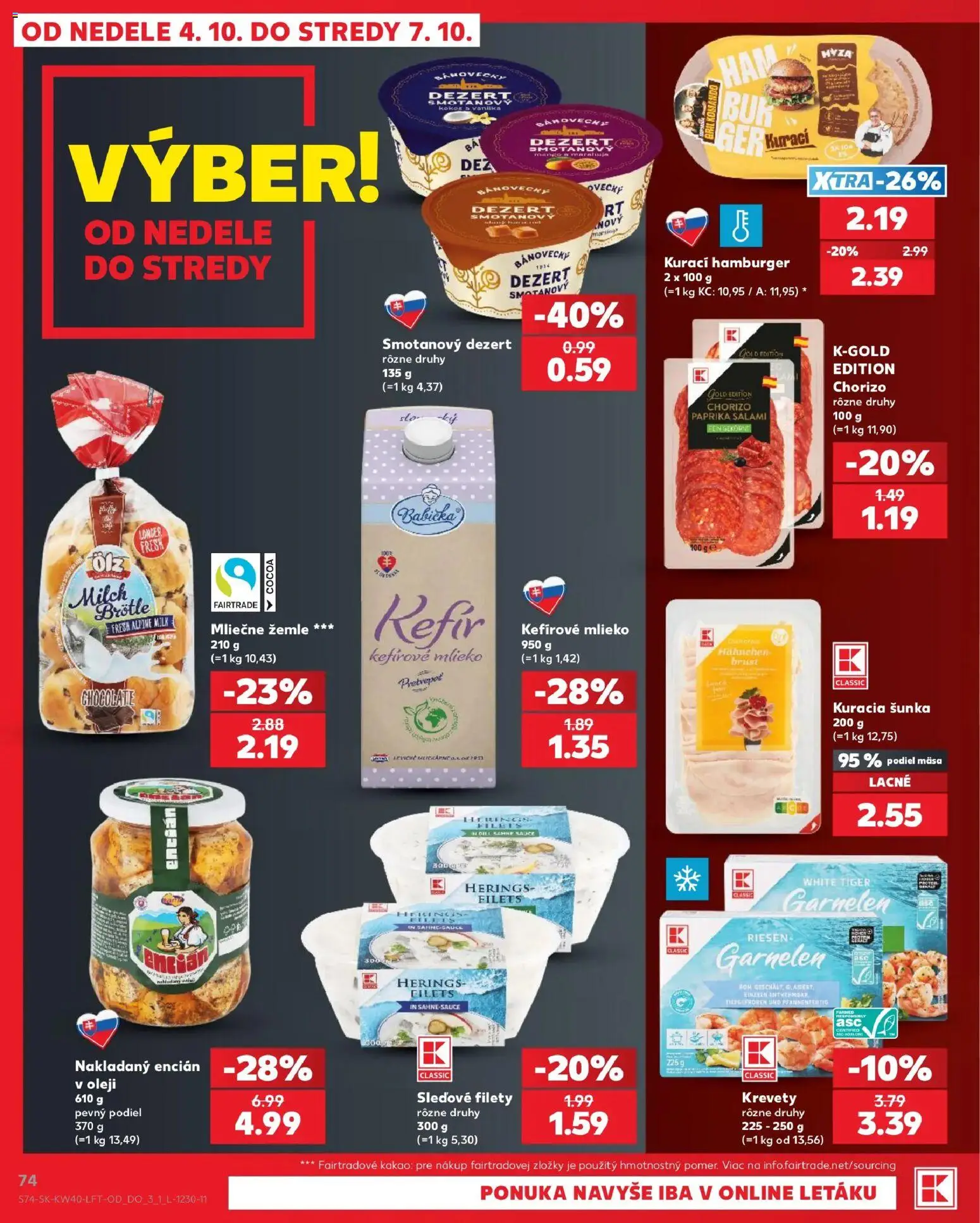 Nové Kaufland akcie – leták je platný od 01.10.2026 | Strana: 74 | Produkty: Paprika, Hamburger, Kefírové mlieko, Vanilka