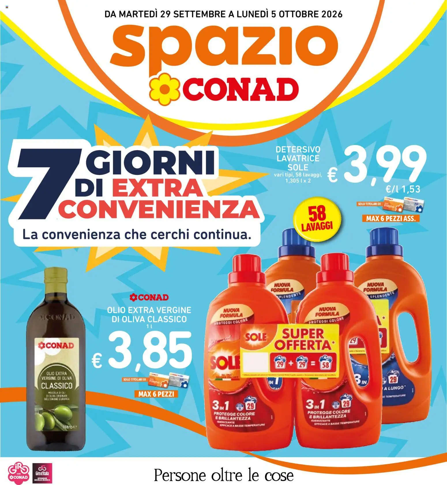 Volantino Spazio Conad del 29/09/2026 | Pagina: 1 | Prodotti: Olio, Lavatrice, Olio extra vergine