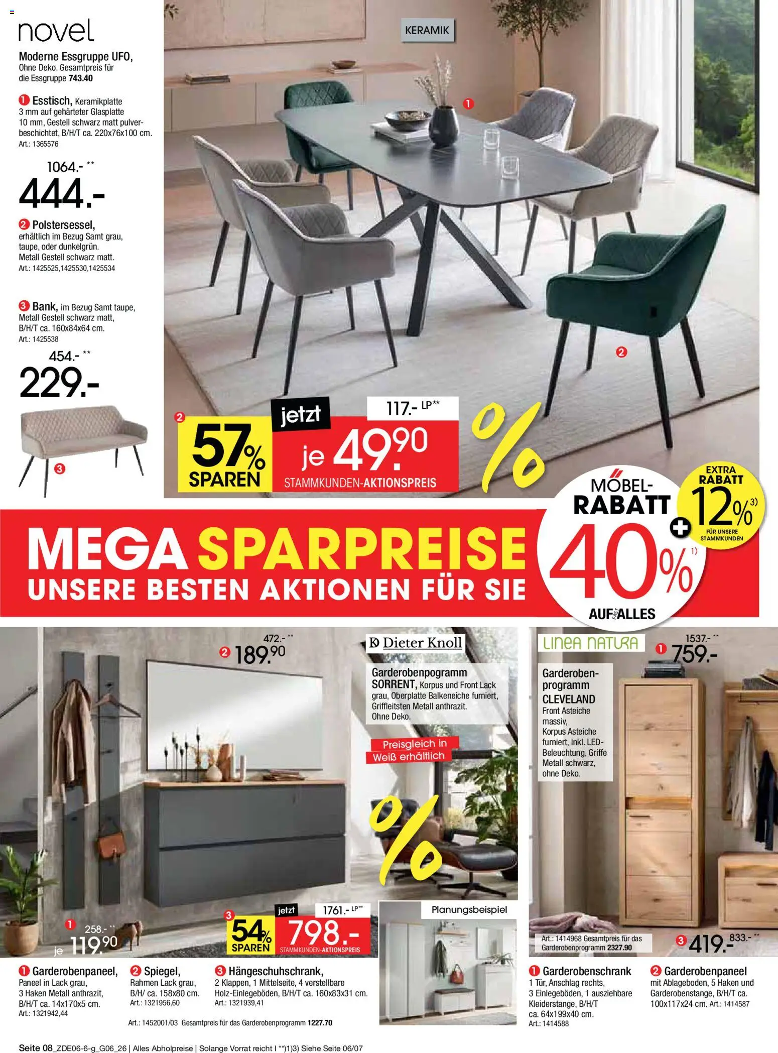 Zurbrüggen Mega Sparpreise – gültig ab 08.06.2026 | Seite: 8 | Produkte: Essgruppe, Garderobenschrank