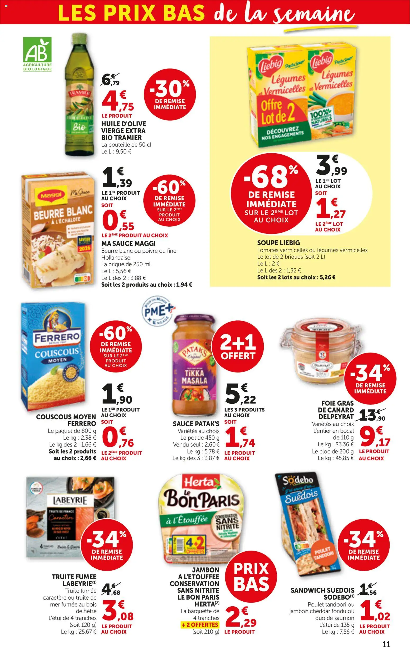 {H1} | Page: 11 | Produits: Canard, Couscous moyen, Sandwich, Foie