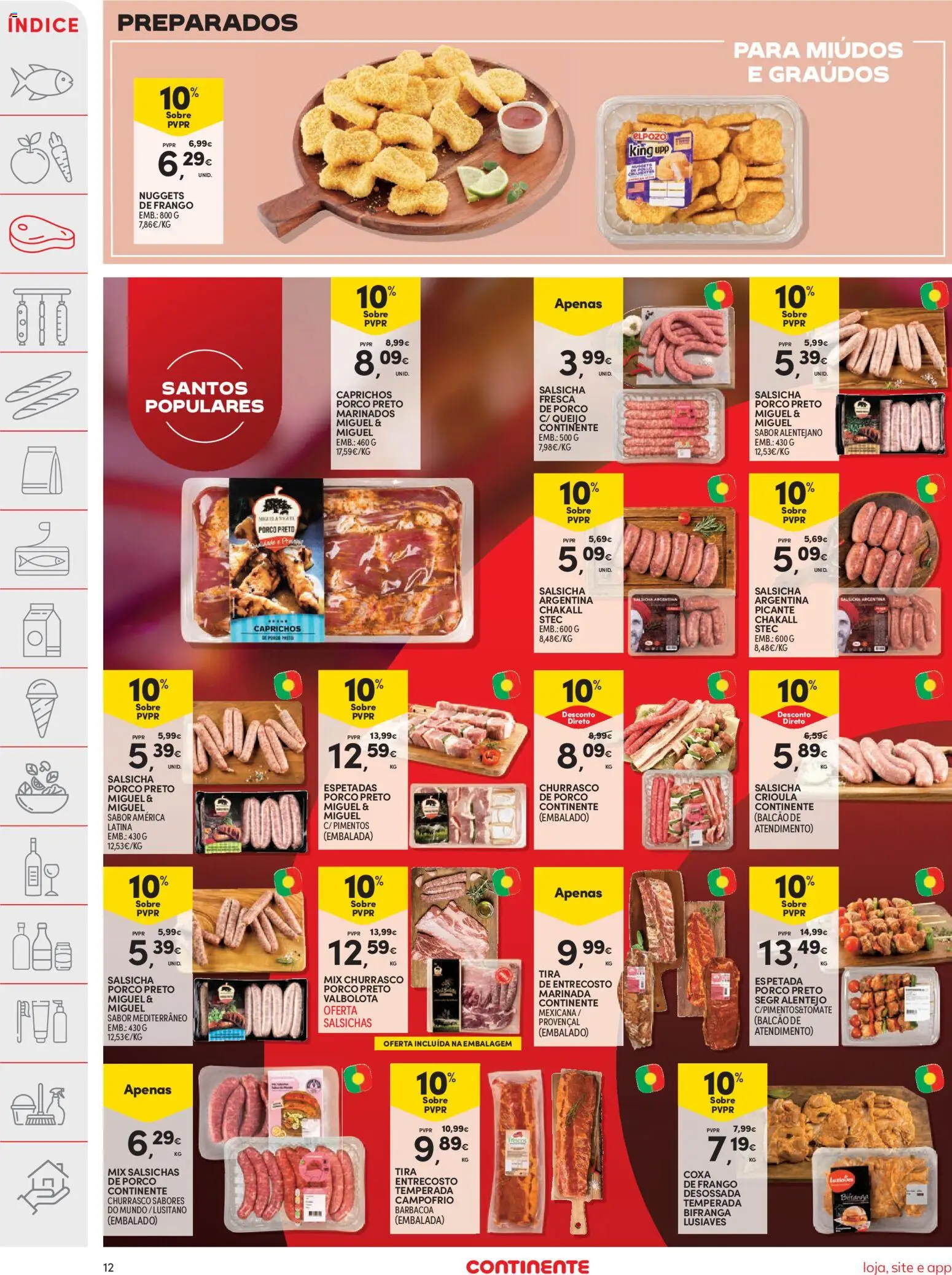 Continente folheto │ válido de 09.06.2026 | Página: 12 | Produtos: Nuggets de frango, Frango, Salsicha, Nuggets