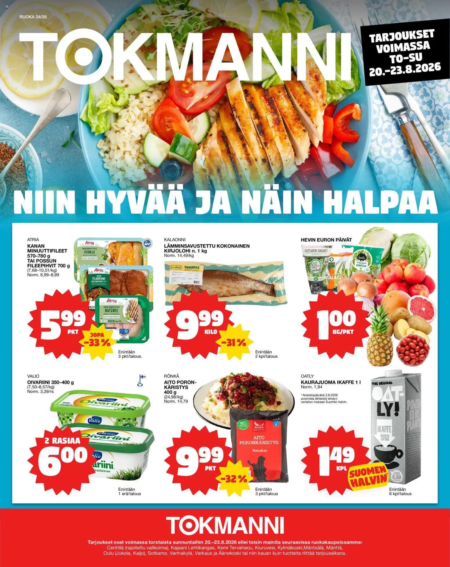 Tokmanni - Ruokasanomat – voimassa 20/08/2026 alkaen | Sivu: 1